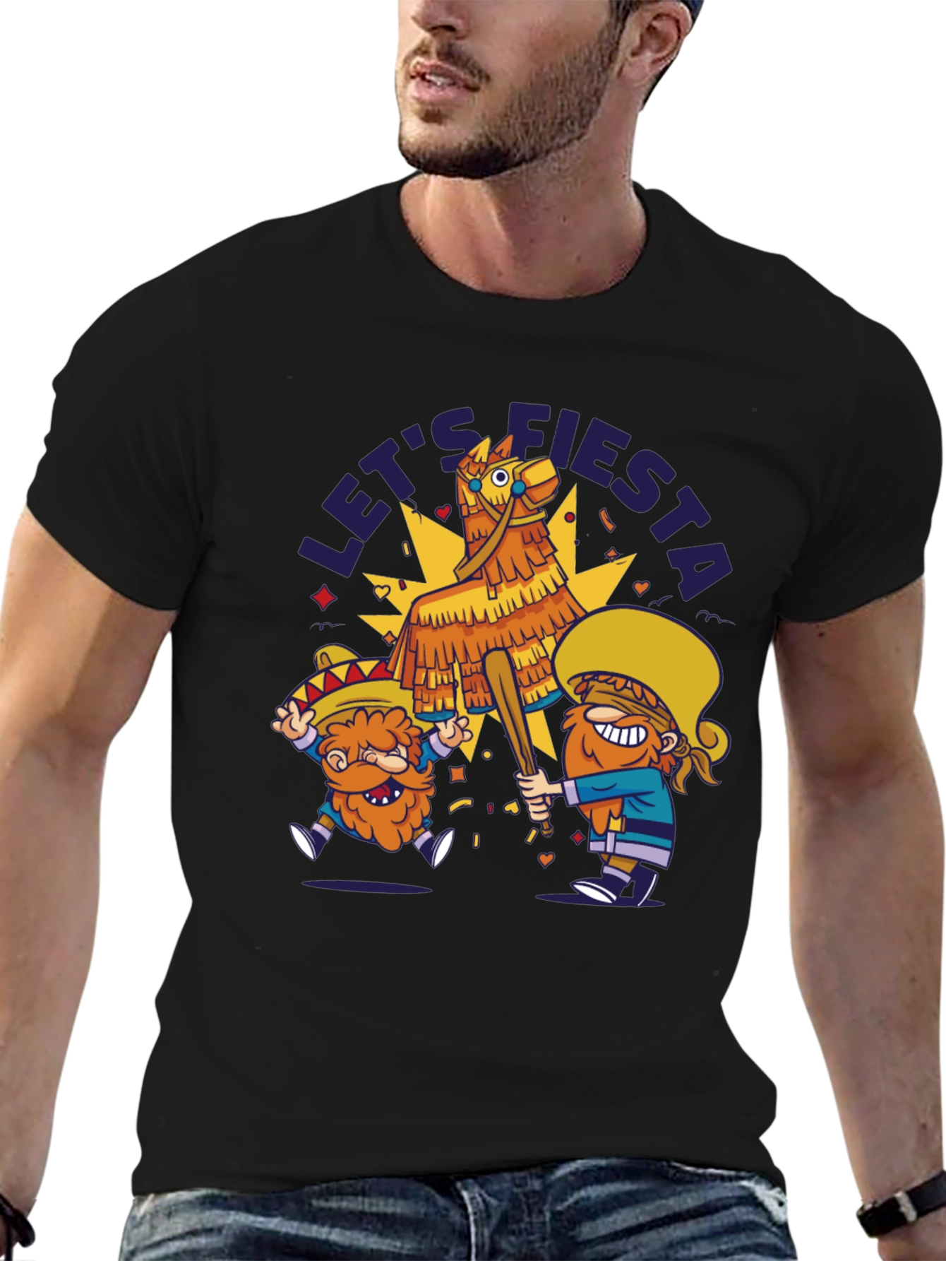 Lets Fiesta Piñata T-Shirt - Black Cotton Tee