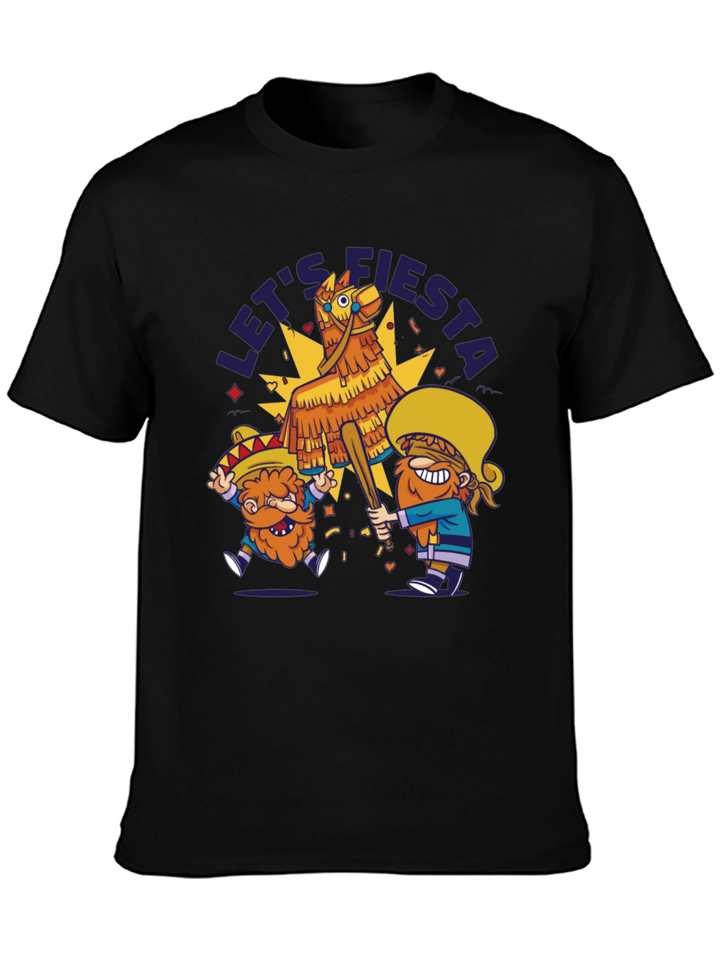 Lets Fiesta Piñata T-Shirt - Black Cotton Tee