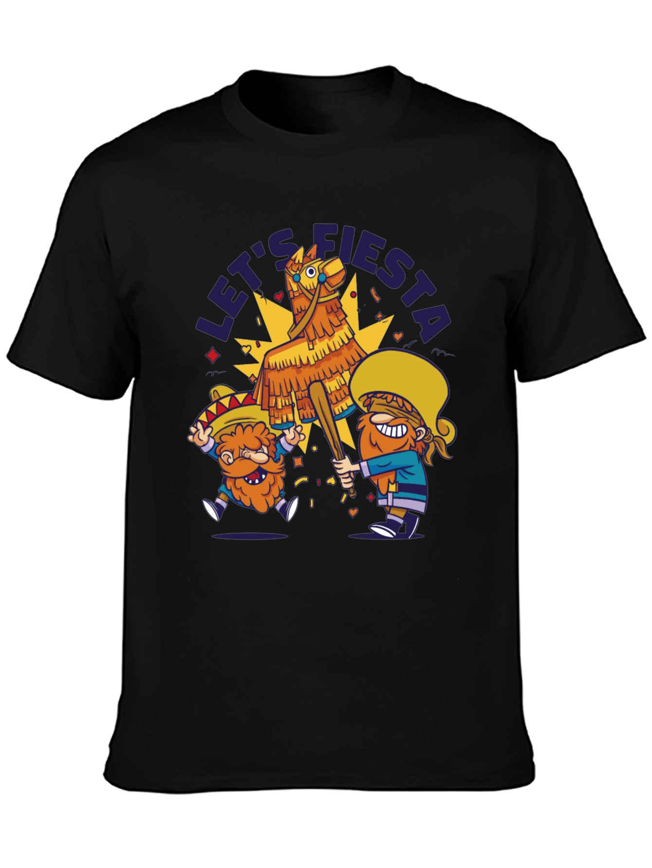 Lets Fiesta Piñata T-Shirt - Black Cotton Tee