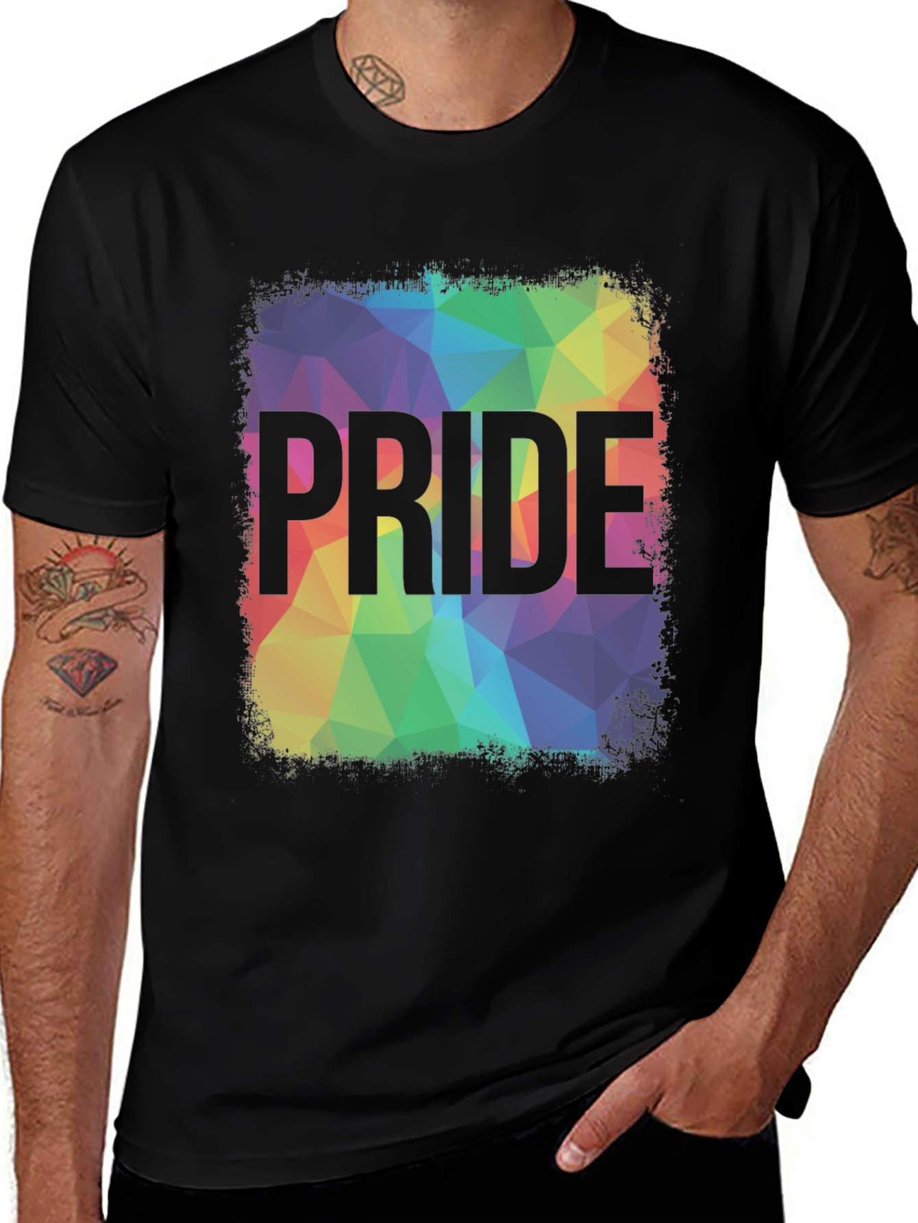 Pride Rainbow Graphic Tee - Mens Black T-Shirt