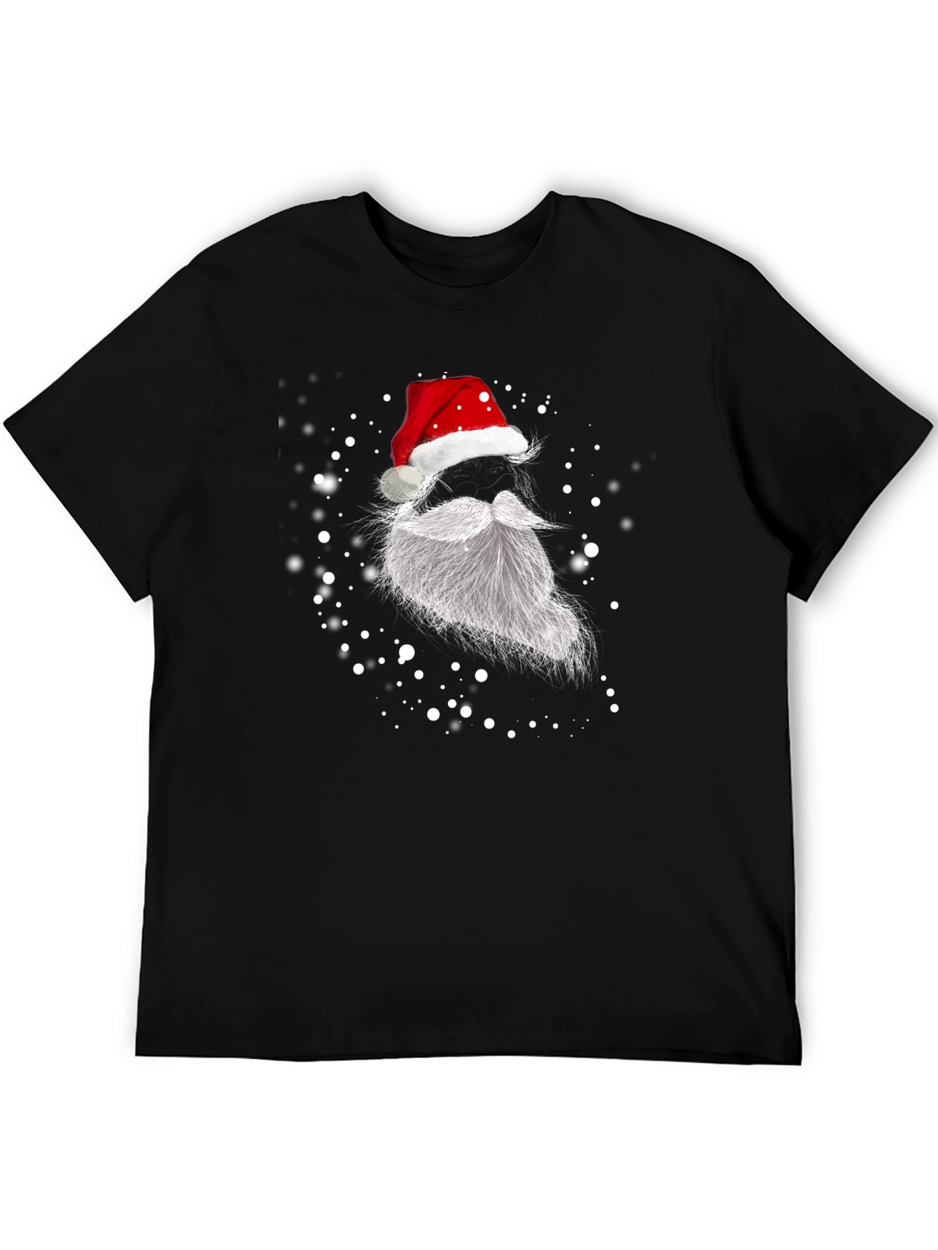 Santa Hat and Beard Graphic T-Shirt - Holiday Festive Tee