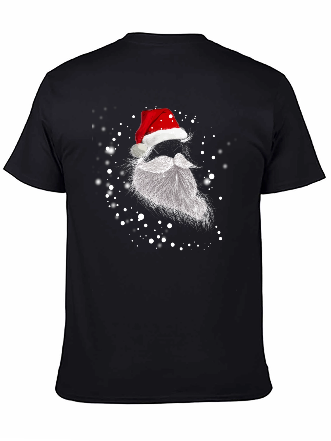 Santa Hat and Beard Graphic T-Shirt - Holiday Festive Tee