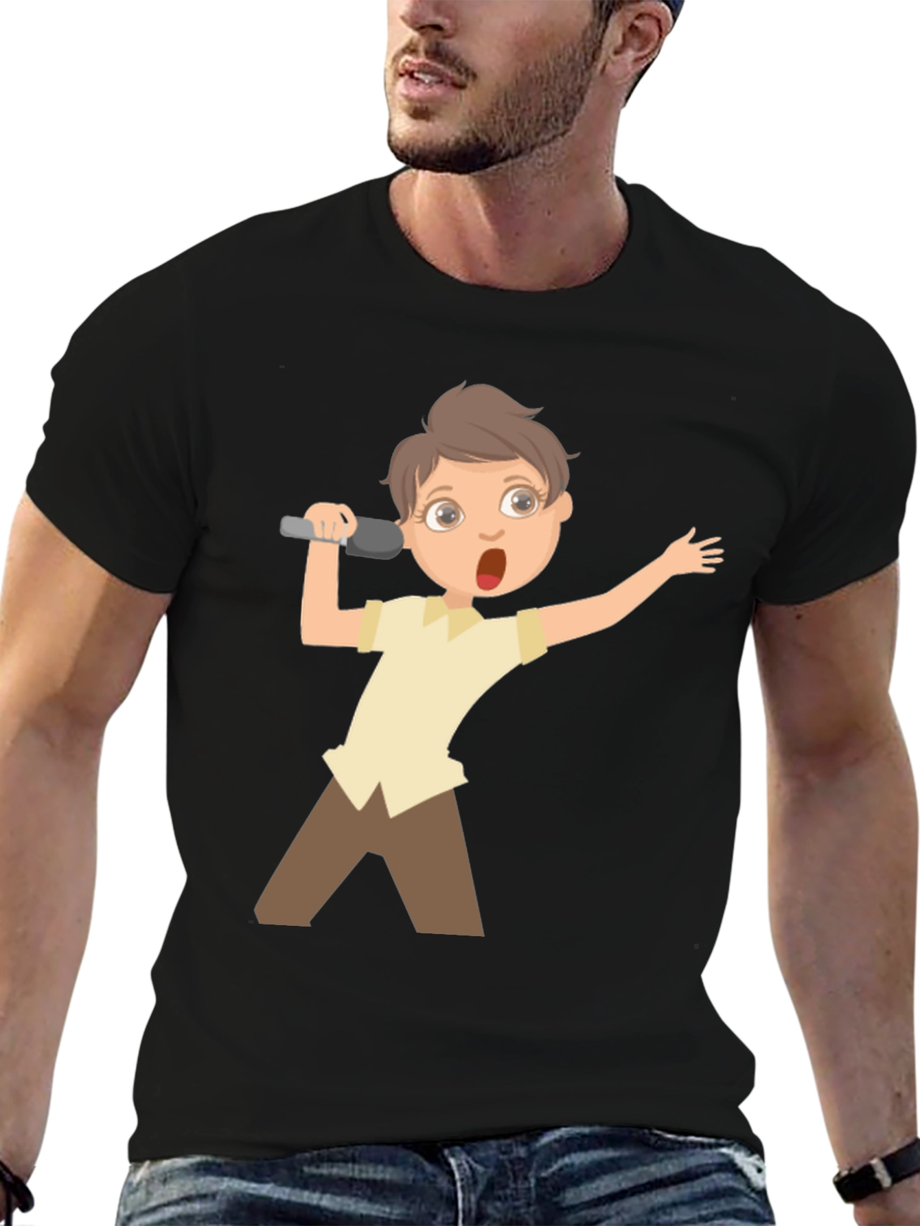 Boy Singer Graphic Tee - Black Unisex T-Shirt