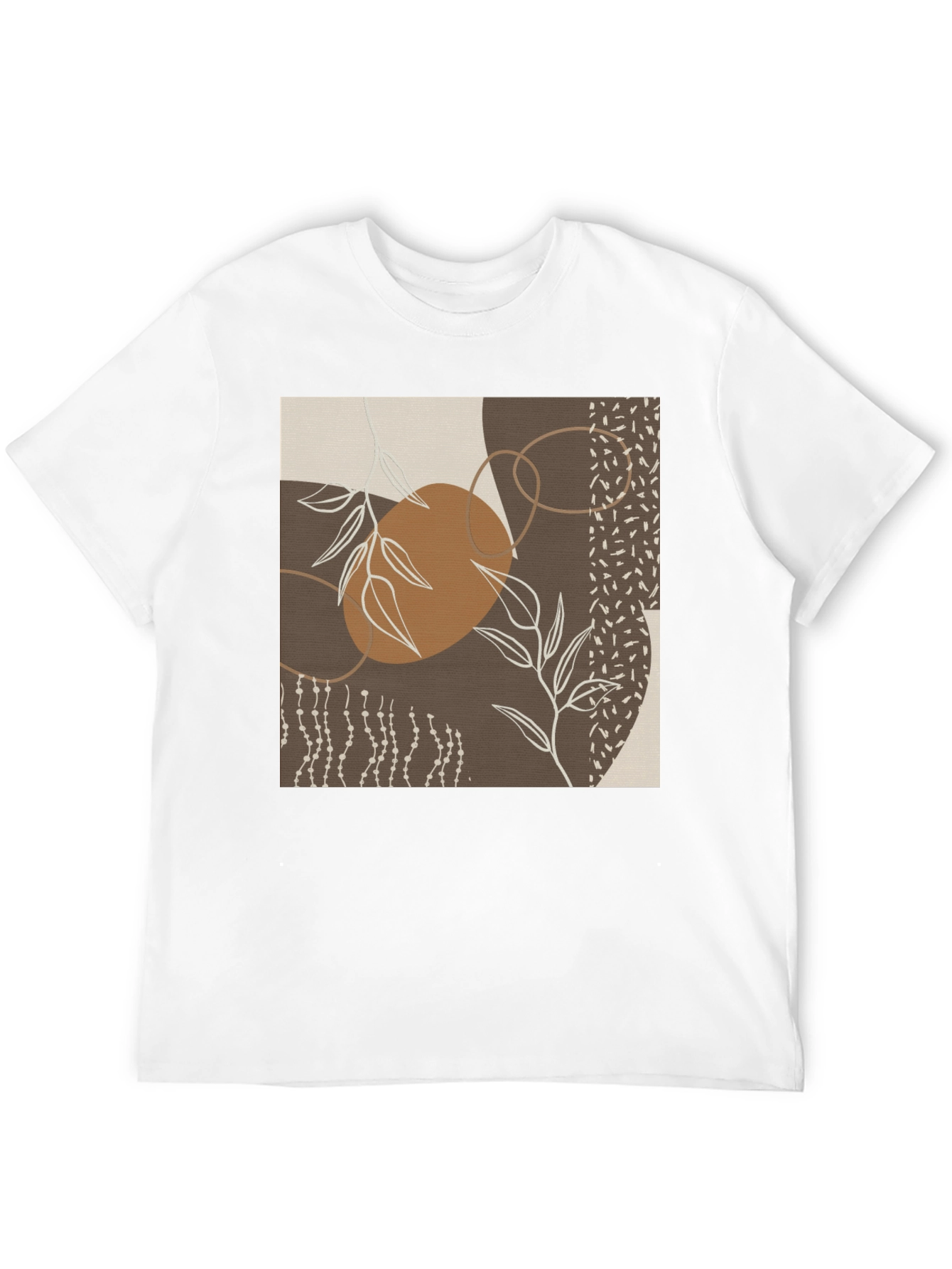 Abstract Leaf Print Black T-Shirt