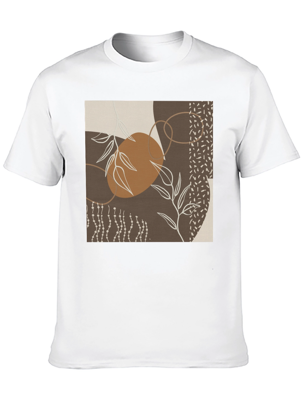 Abstract Leaf Print Black T-Shirt