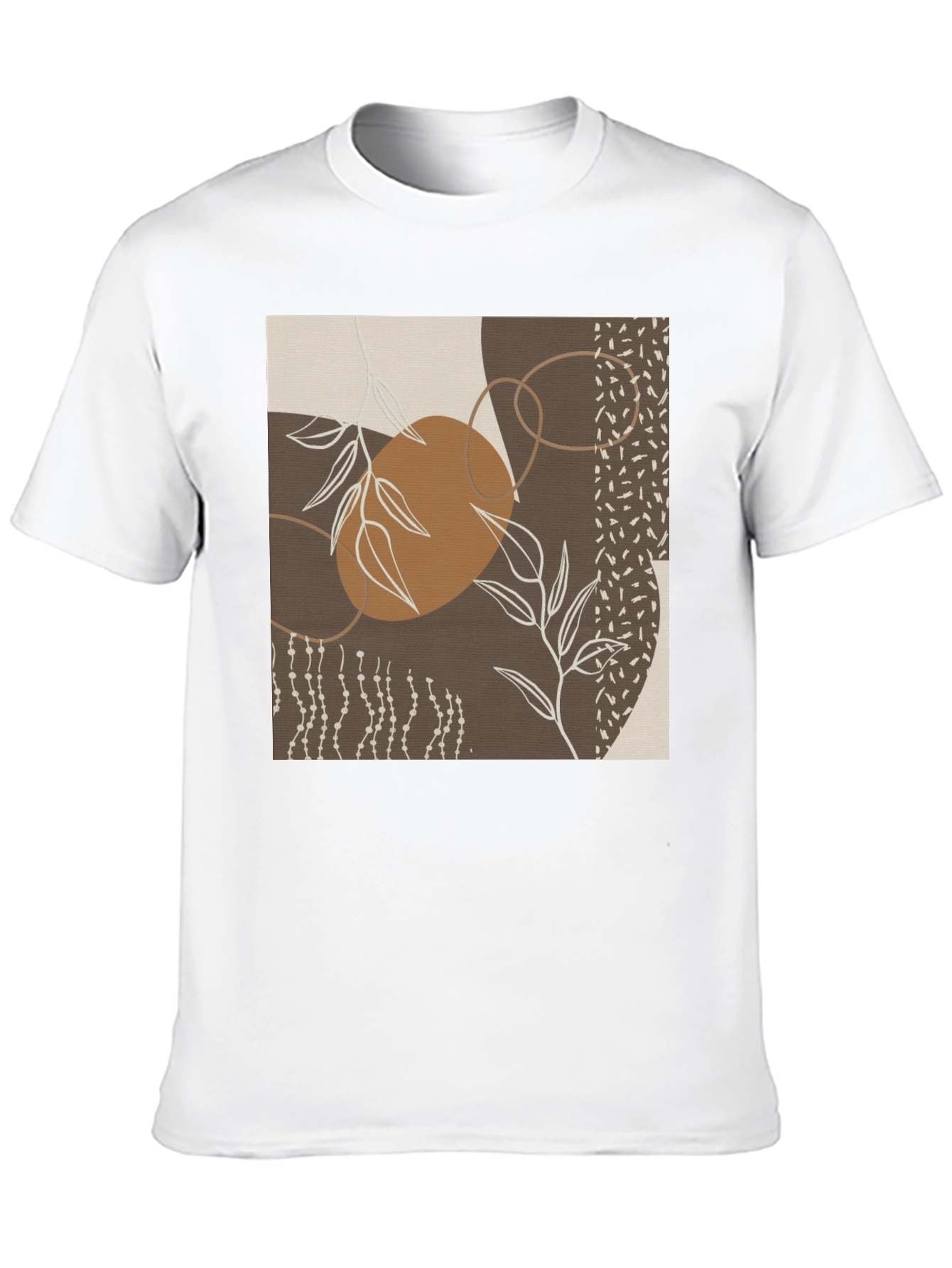 Abstract Leaf Print Black T-Shirt