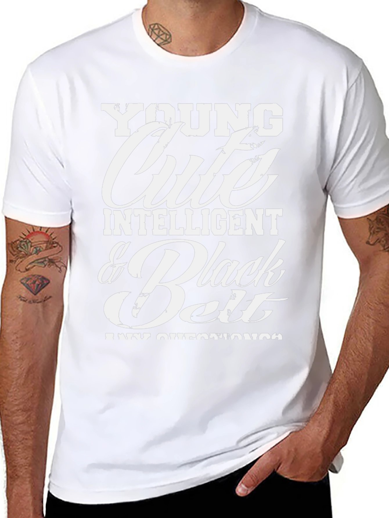 Young Cute Intelligent Black Belt T-Shirt