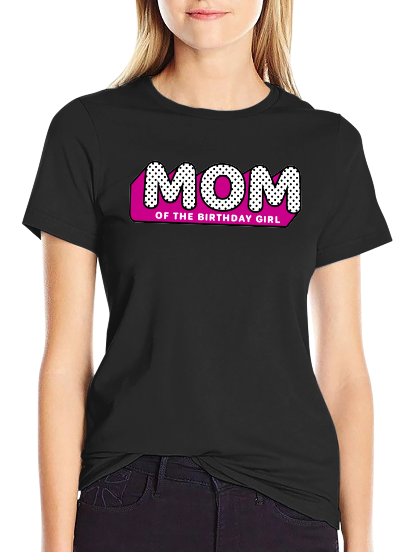 Mom of the Birthday Girl Black T-Shirt