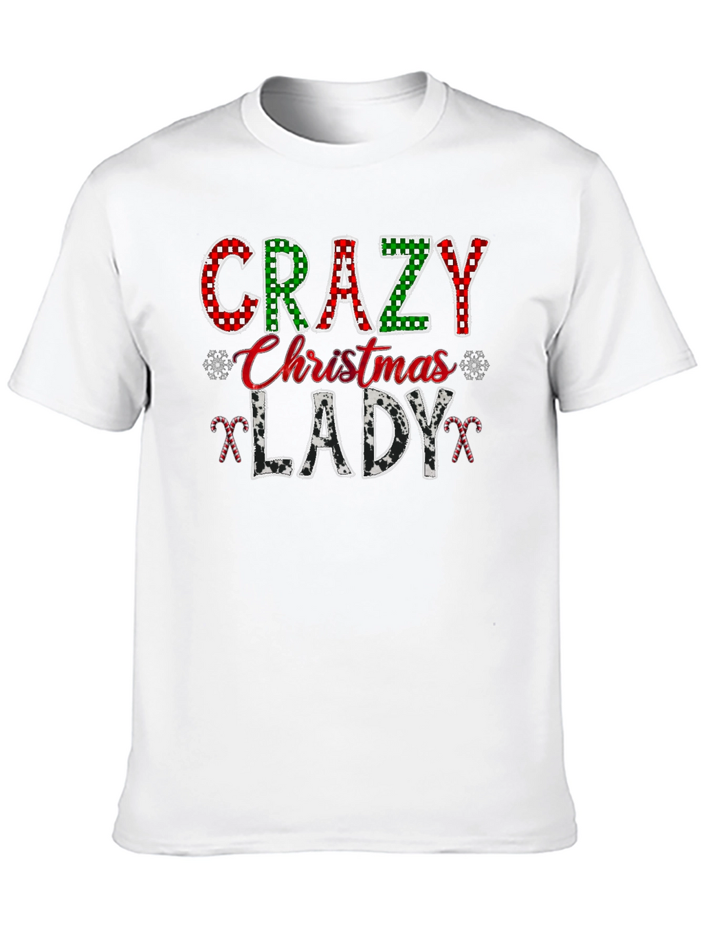 Crazy Christmas Lady Black Graphic T-Shirt