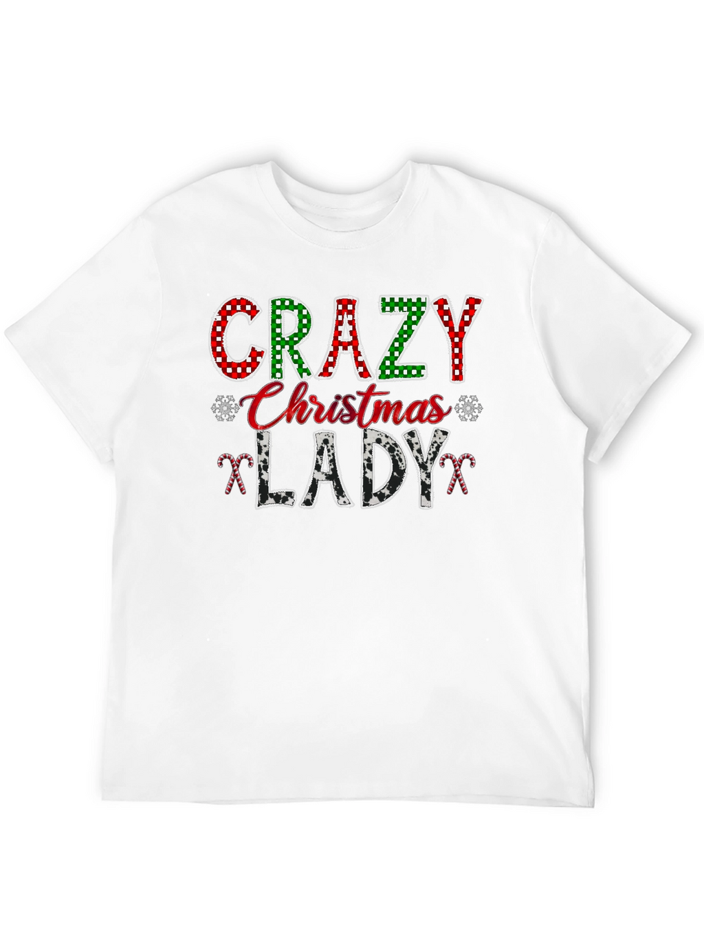 Crazy Christmas Lady Black Graphic T-Shirt
