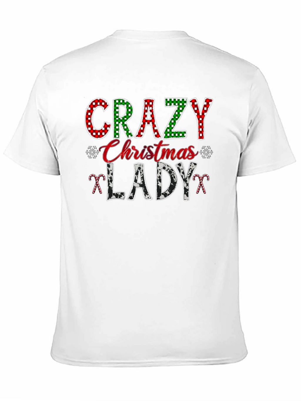 Crazy Christmas Lady Black Graphic T-Shirt