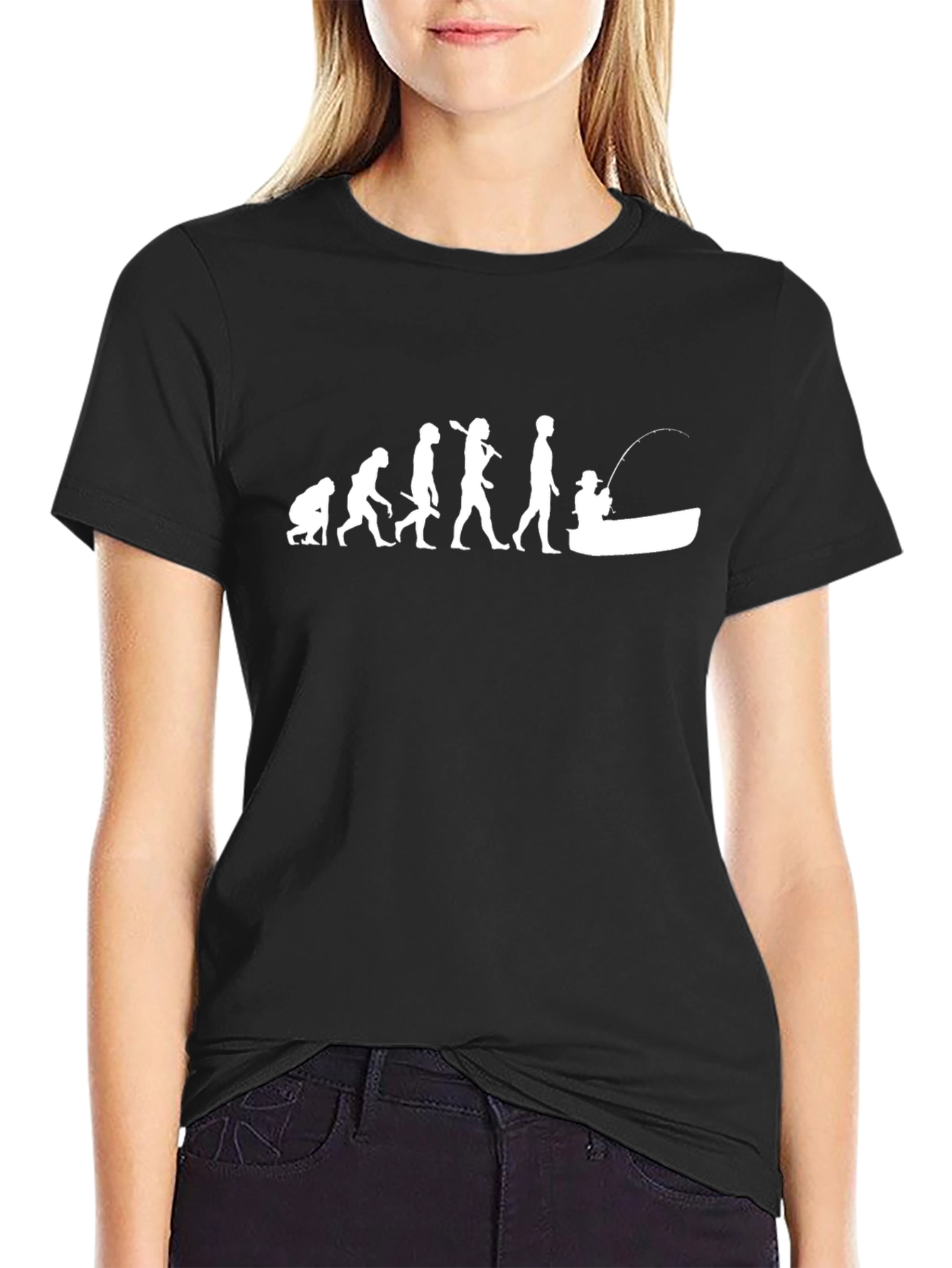 Evolution of Fishing T-Shirt - Black Graphic Tee