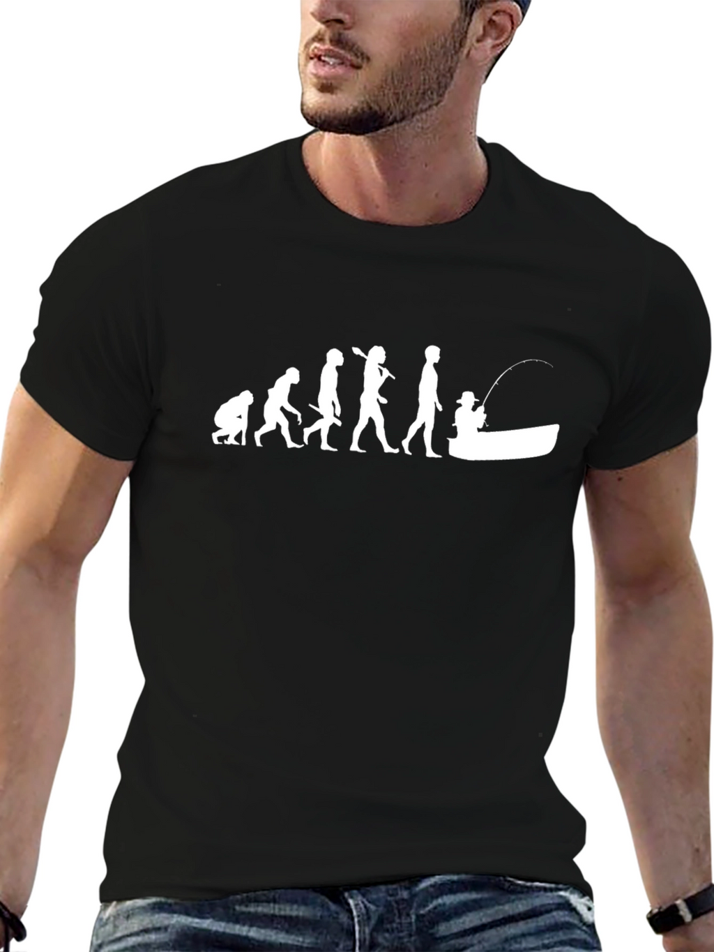 Evolution of Fishing T-Shirt - Black Graphic Tee