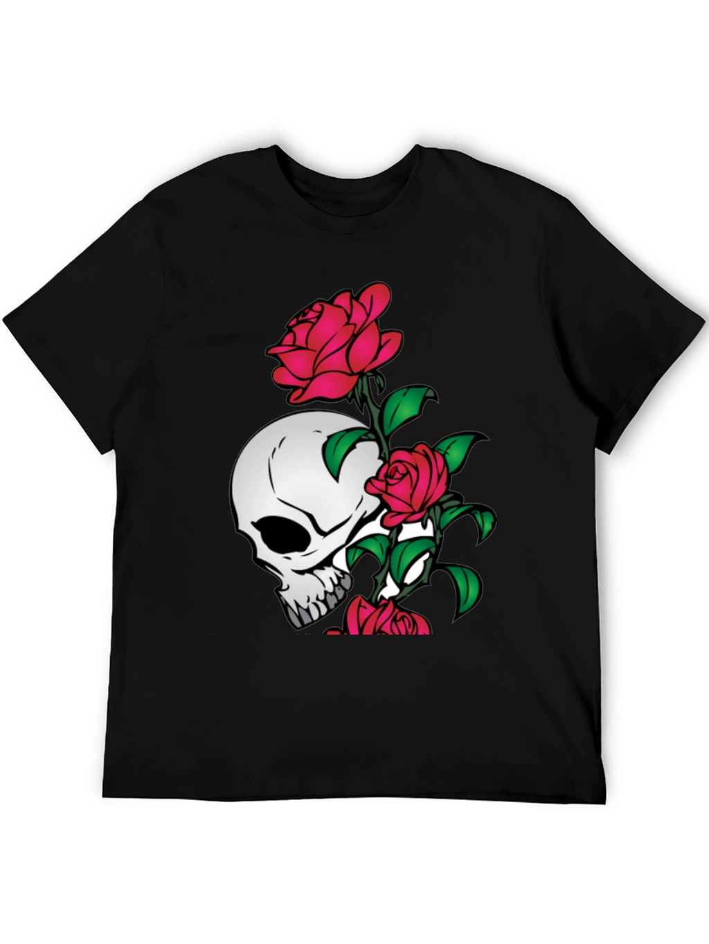 Skull and Roses Graphic Tee - Black