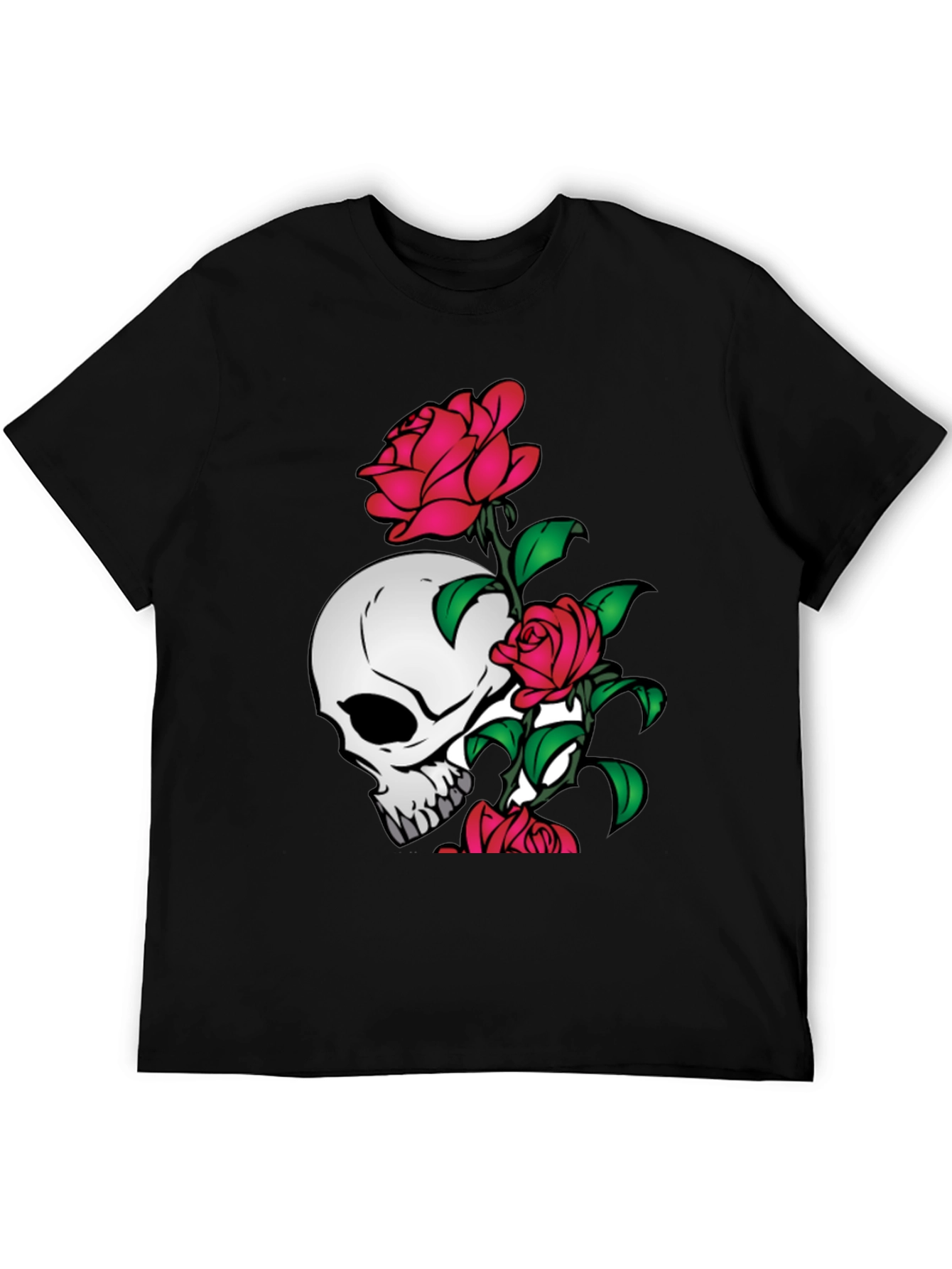 Skull and Roses Graphic Tee - Black