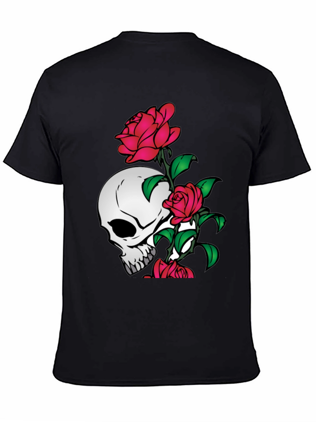 Skull and Roses Graphic Tee - Black