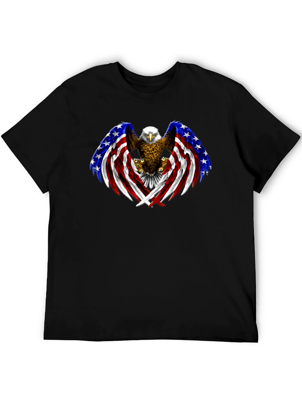 American Eagle Flag Graphic Print Mens Black T-Shirt