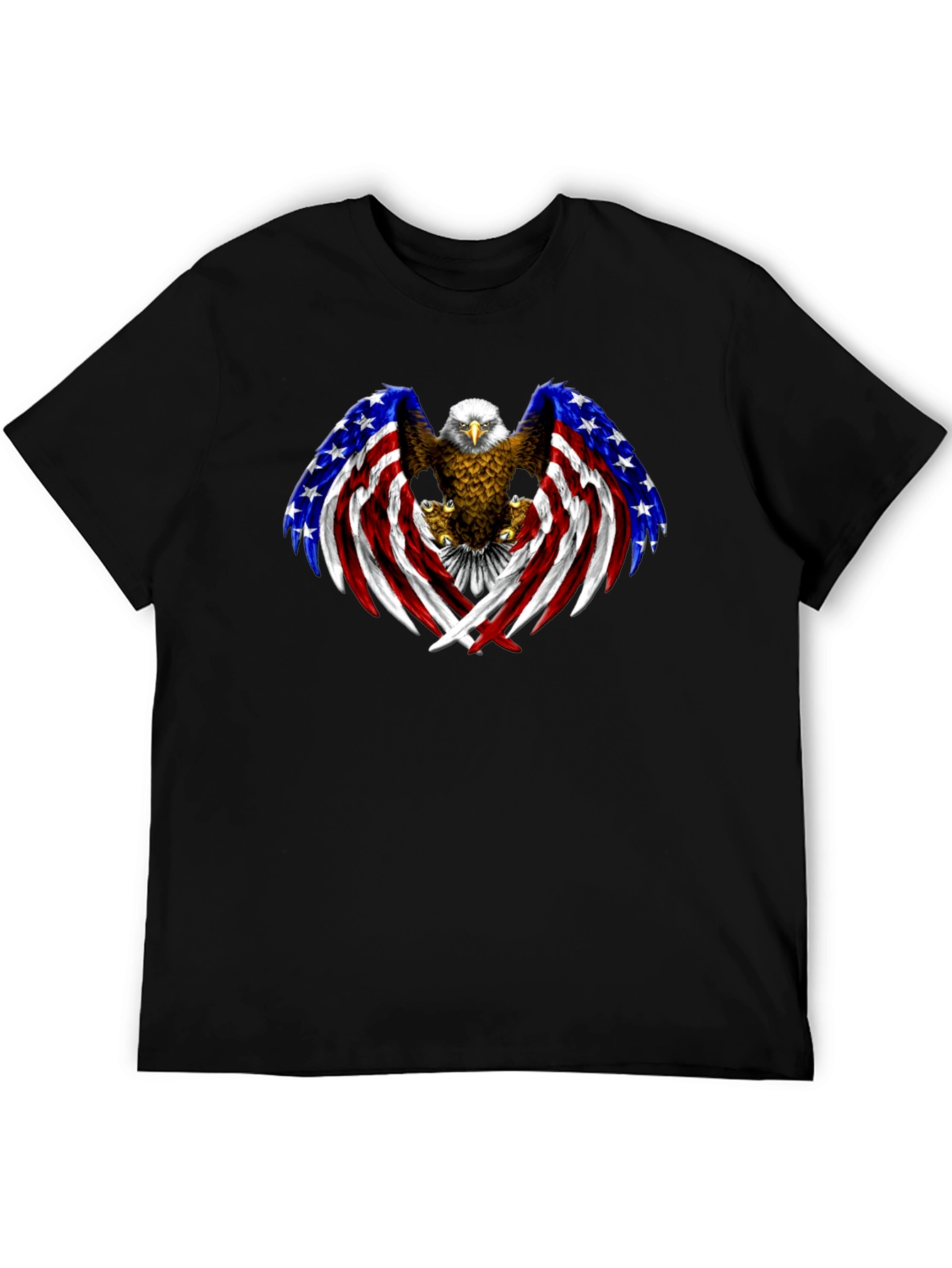 American Eagle Flag Graphic Print Mens Black T-Shirt