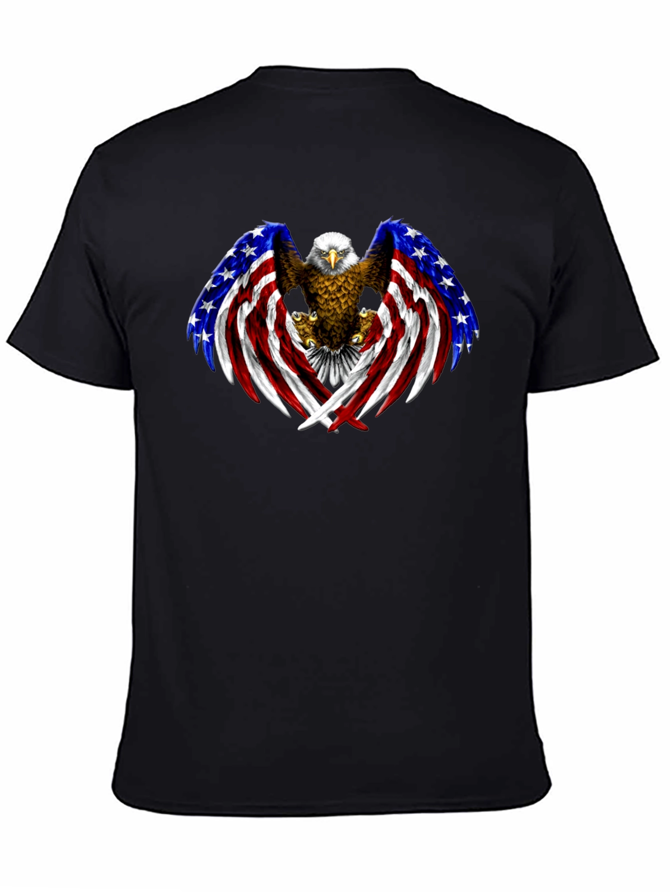 American Eagle Flag Graphic Print Mens Black T-Shirt