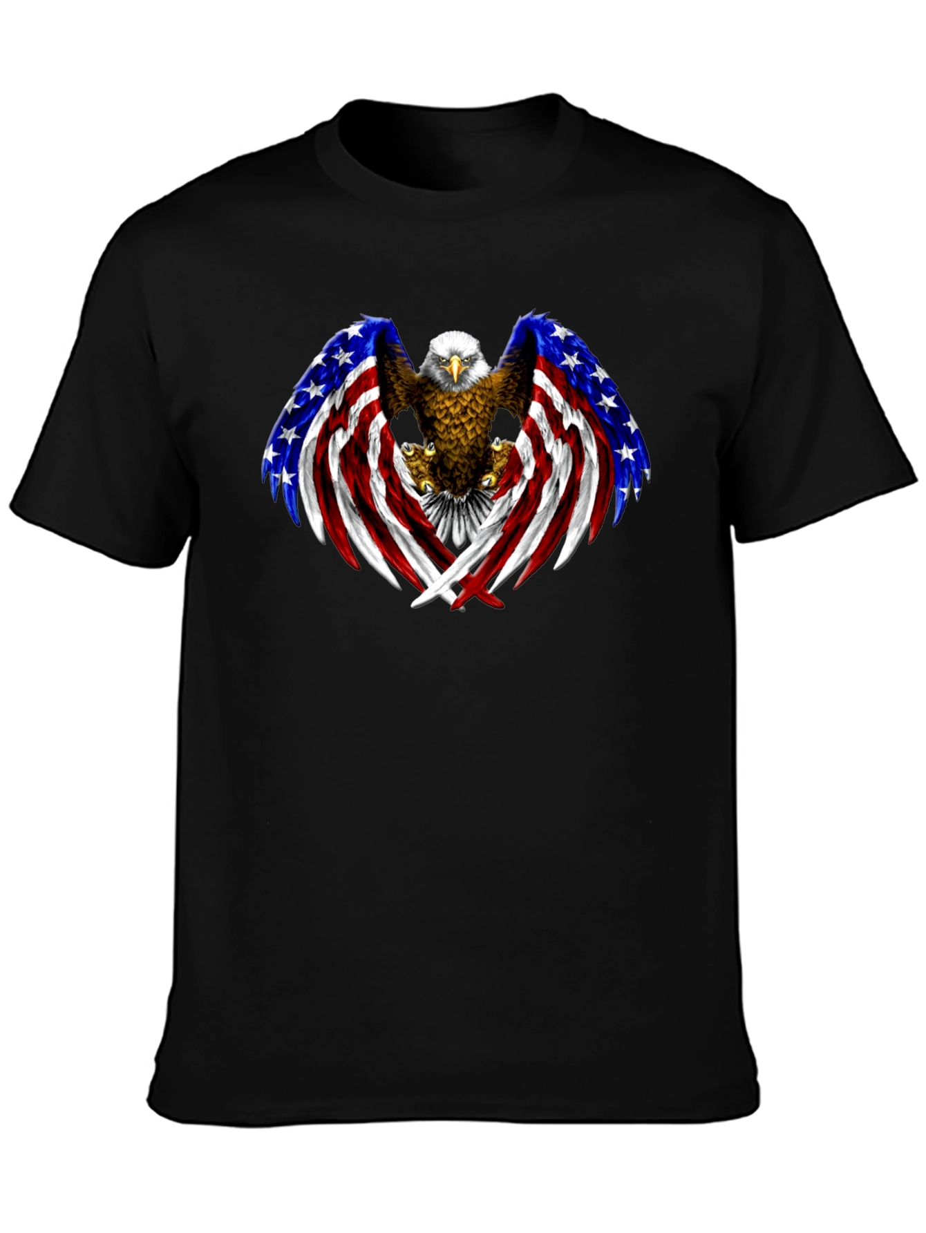American Eagle Flag Graphic Print Mens Black T-Shirt
