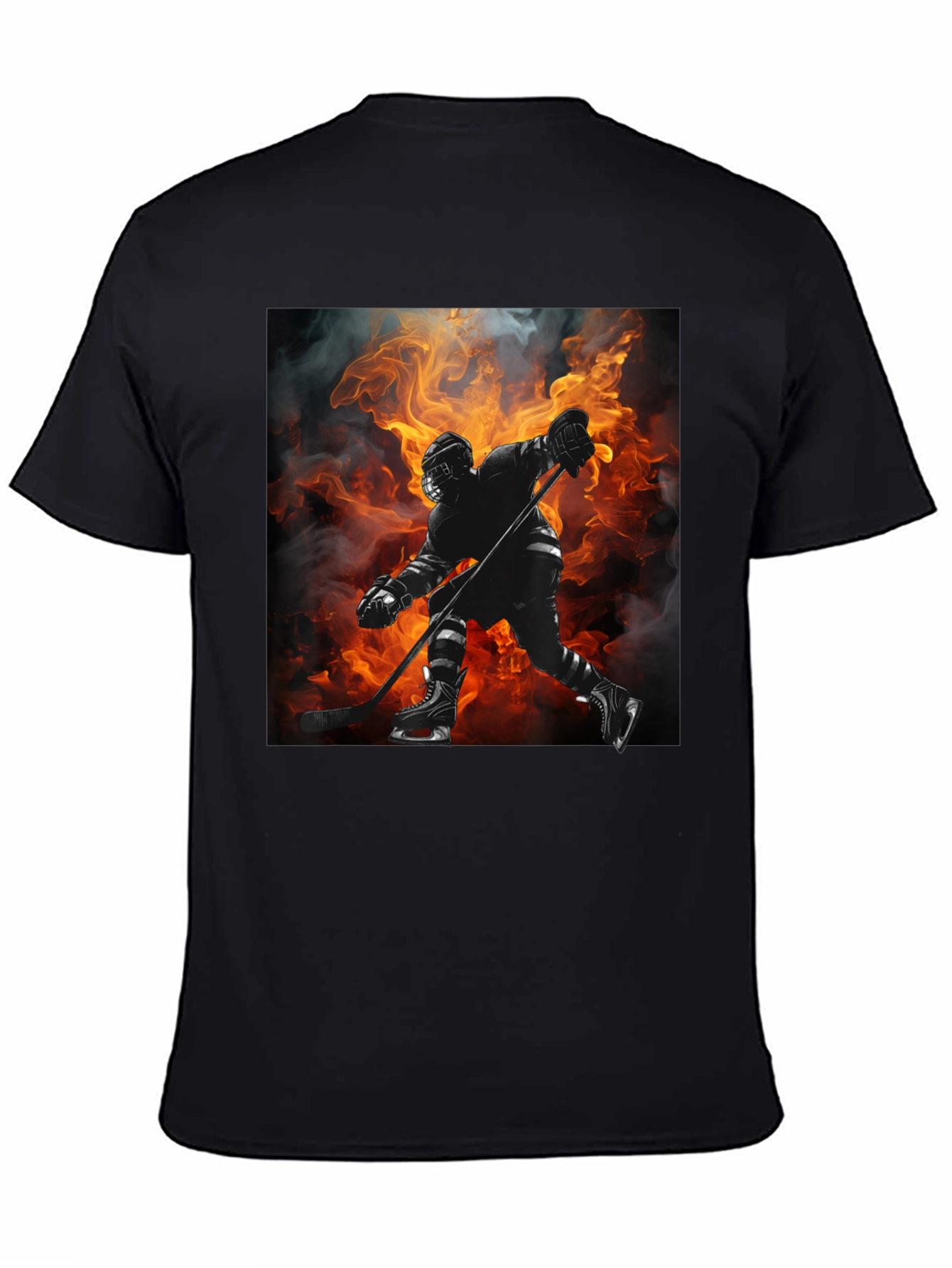 Hockey Player Flames Graphic T-Shirt