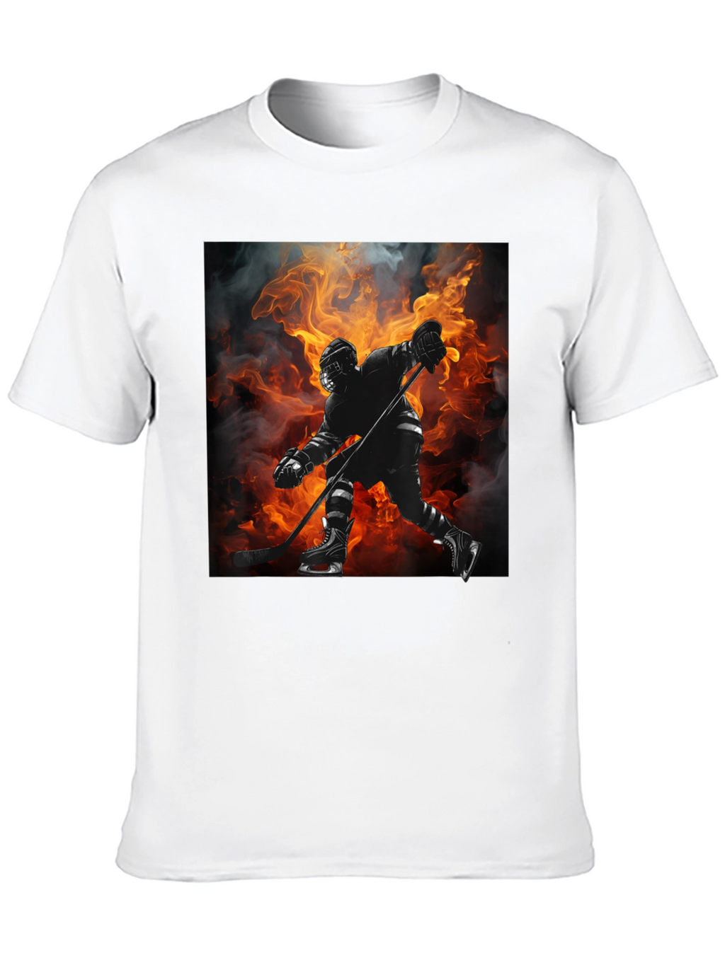 Hockey Player Flames Graphic T-Shirt
