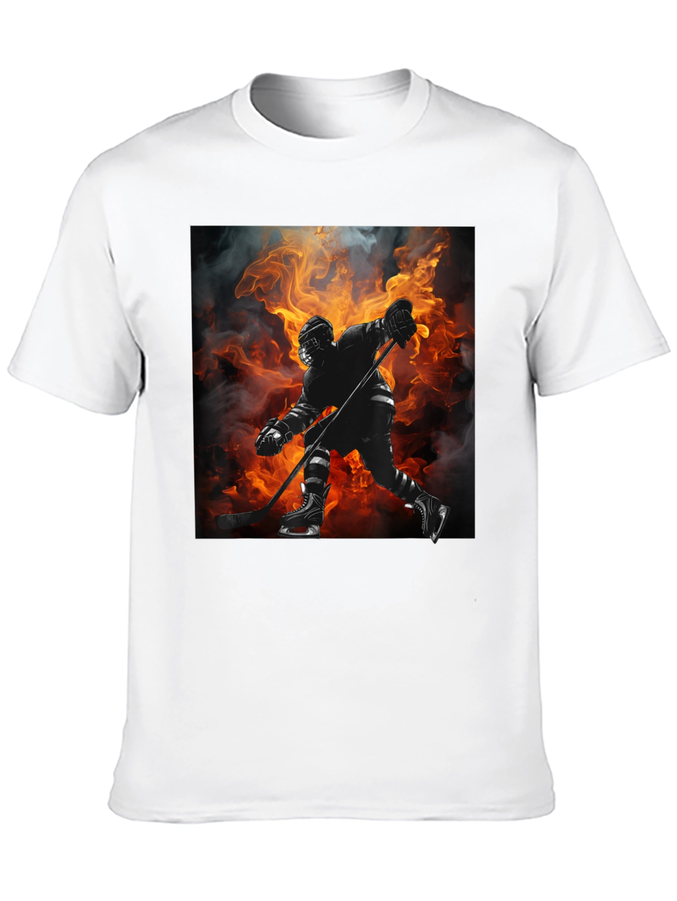 Hockey Player Flames Graphic T-Shirt