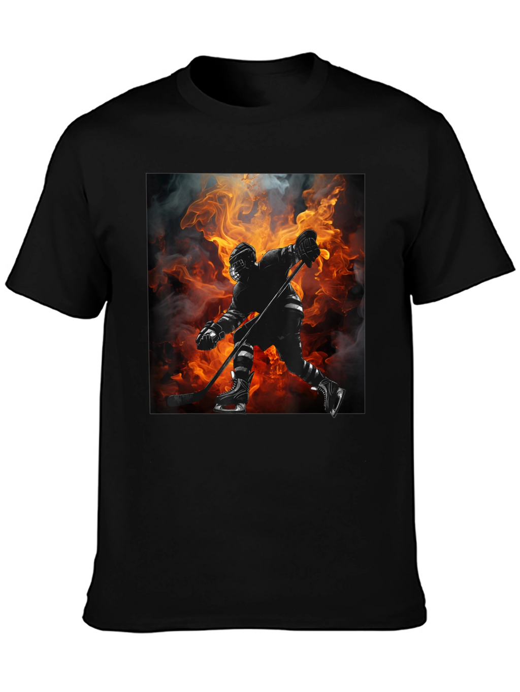 Hockey Player Flames Graphic T-Shirt