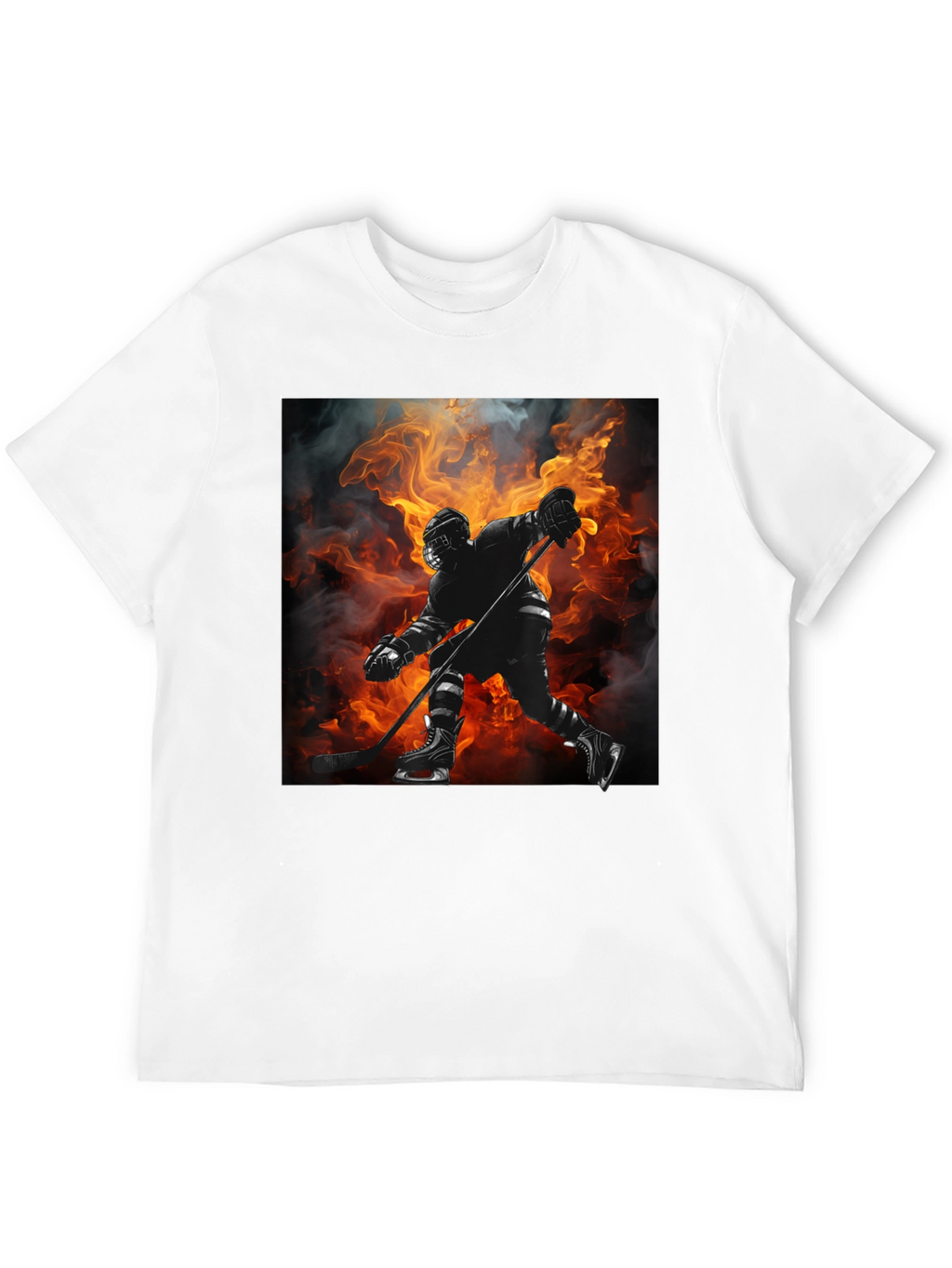 Hockey Player Flames Graphic T-Shirt