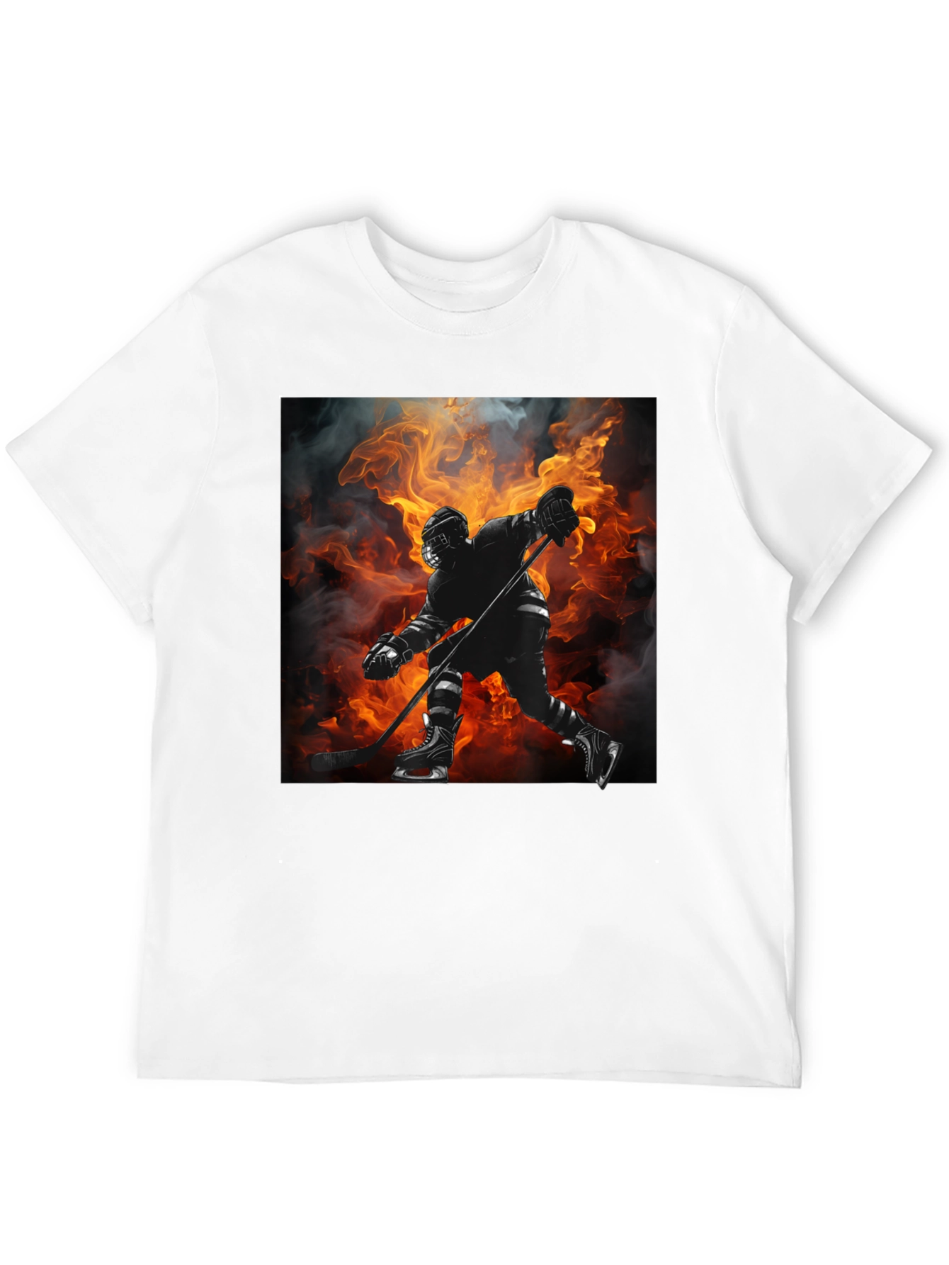 Hockey Player Flames Graphic T-Shirt