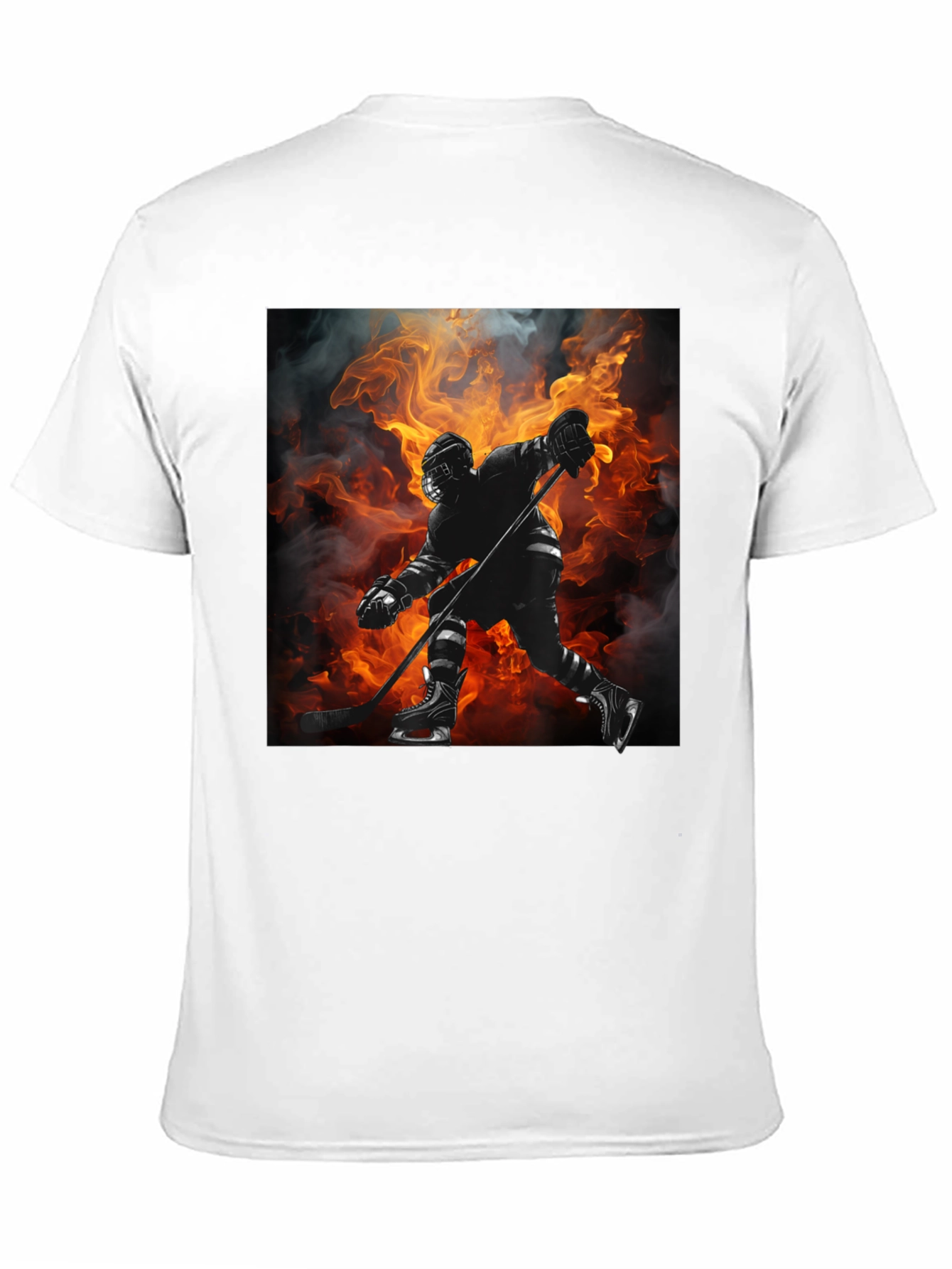 Hockey Player Flames Graphic T-Shirt