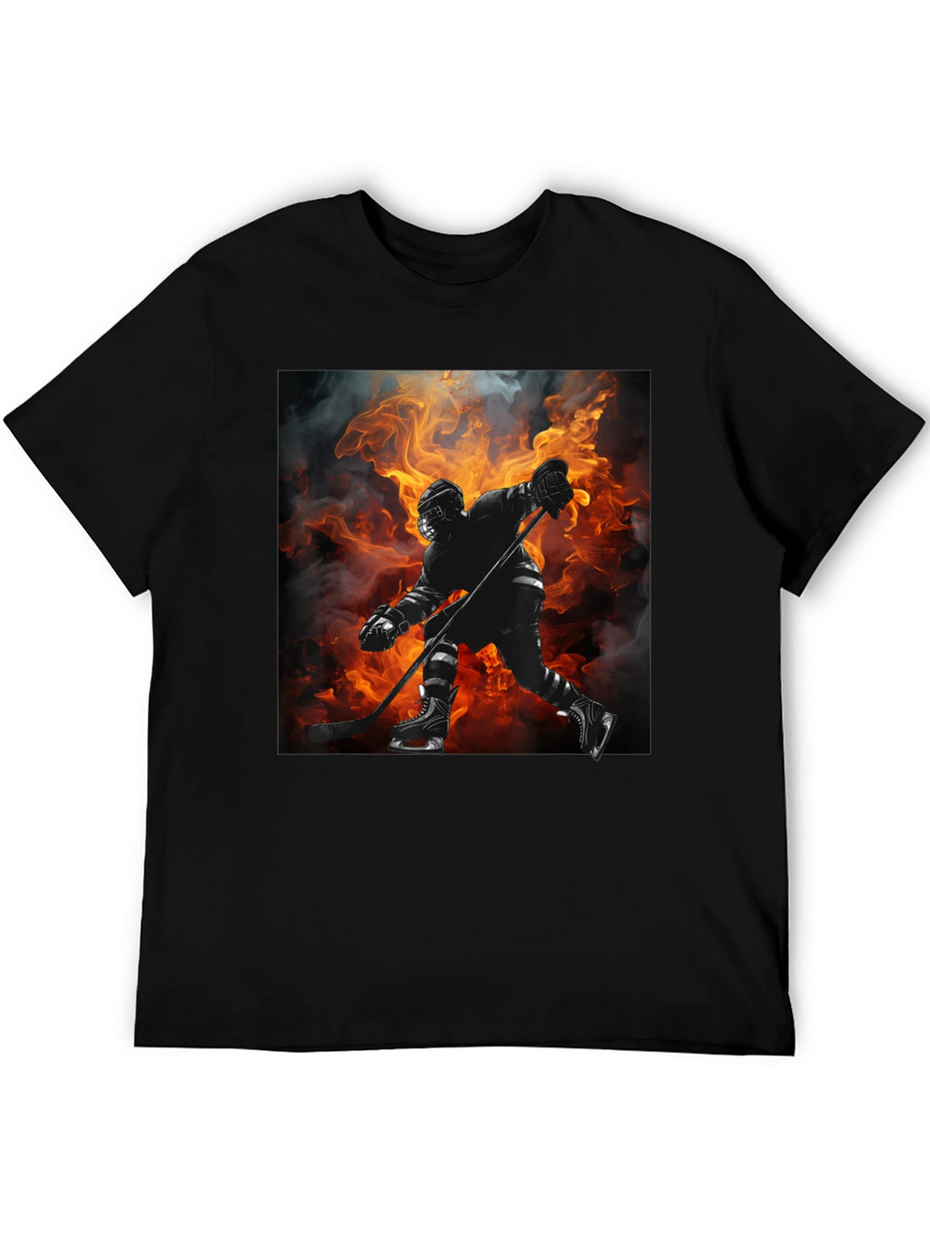 Hockey Player Flames Graphic T-Shirt
