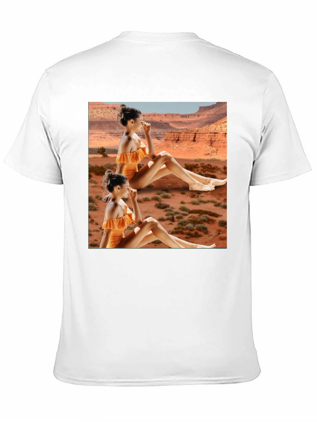 Trendy Black T-Shirt with Unique Desert Graphic Design