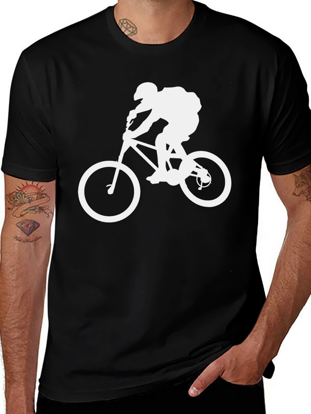 Mountain Biker Graphic Tee - Black Cotton Shirt