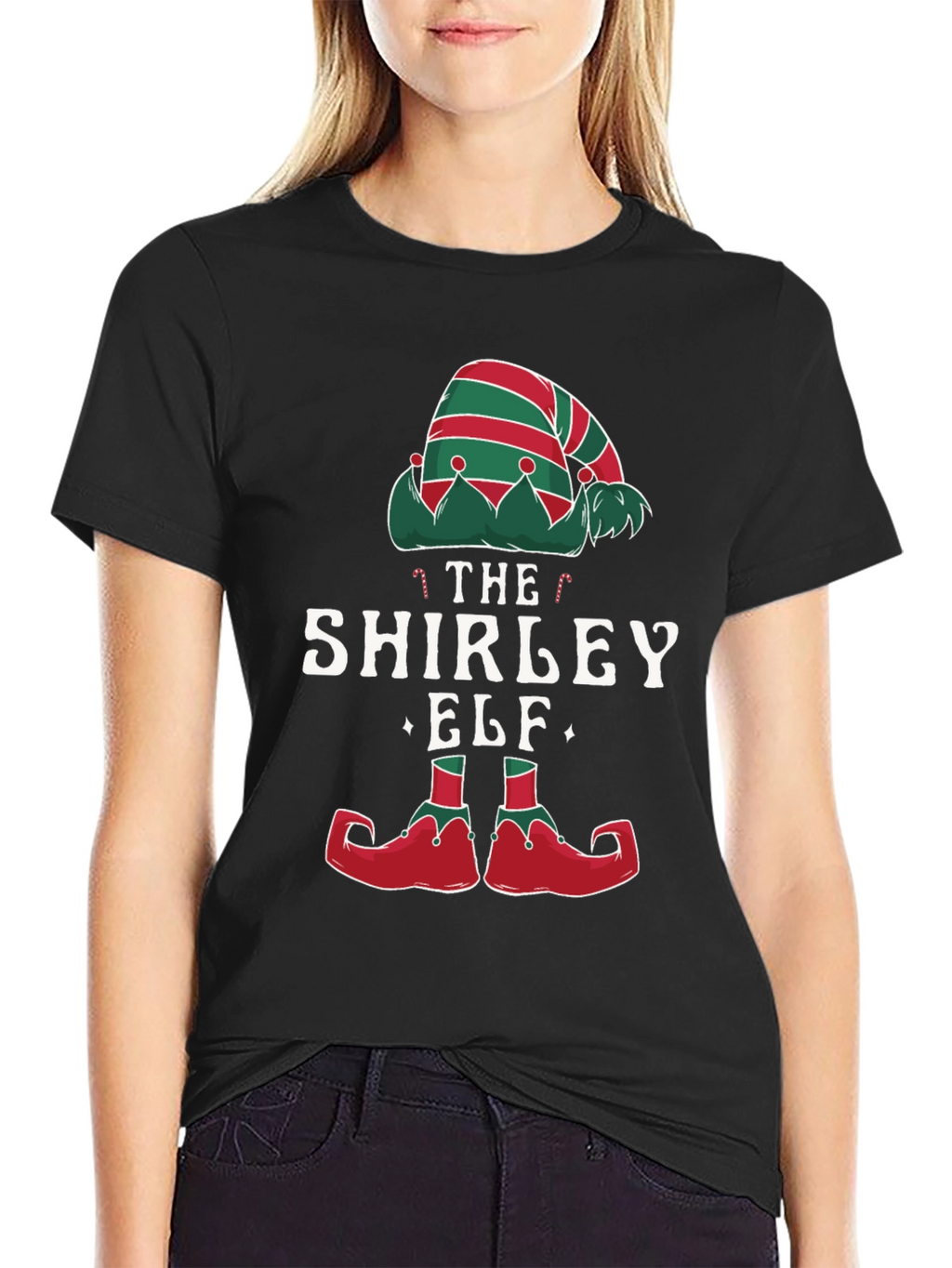 Shirley Elf Christmas T-Shirt - Holiday Festive Apparel