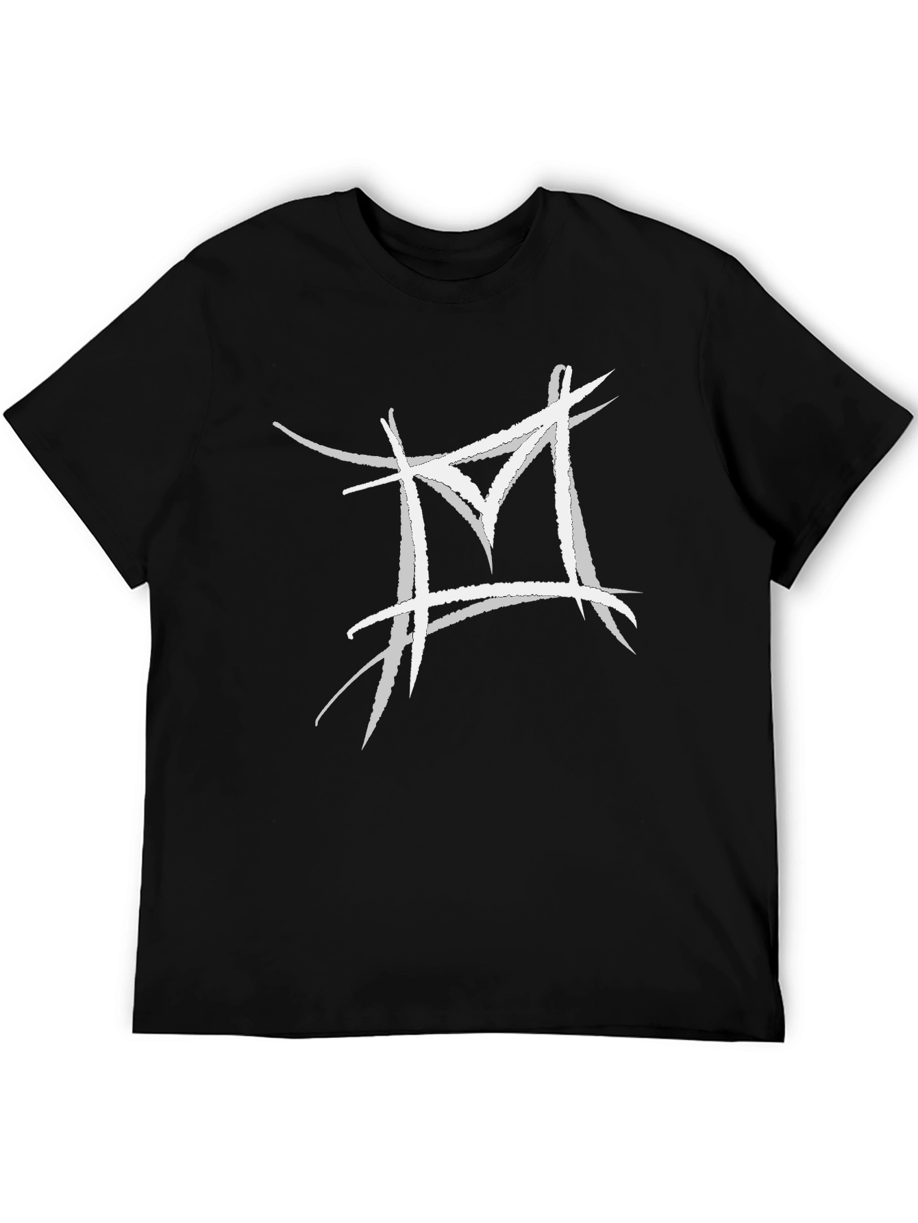 Abstract White Logo Black T-Shirt