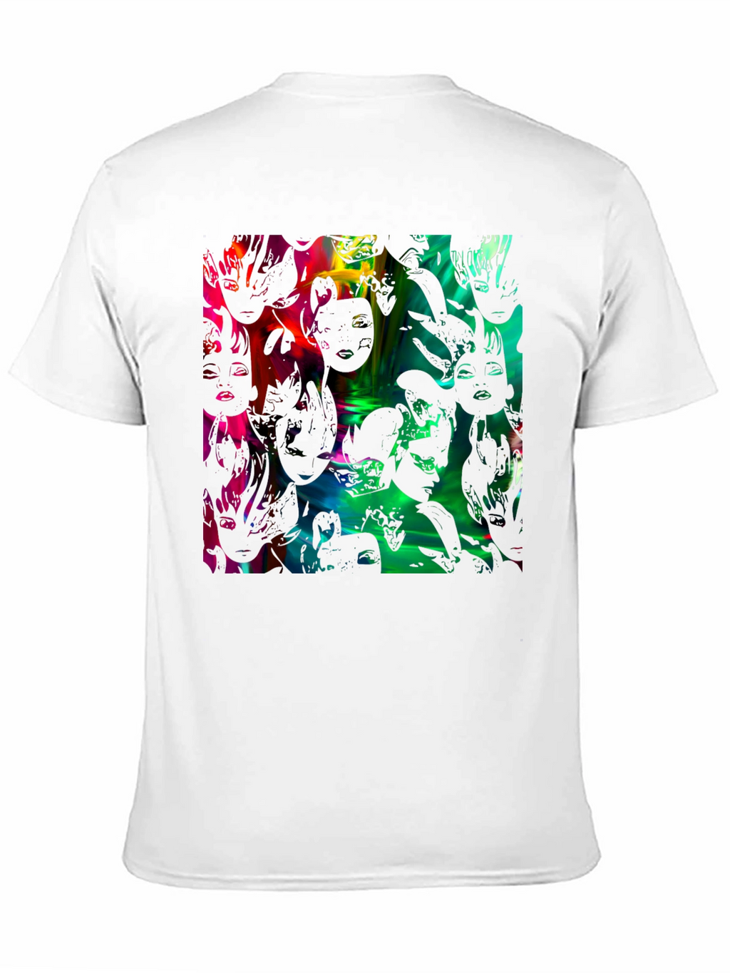 Abstract Faces Graphic Black Tee