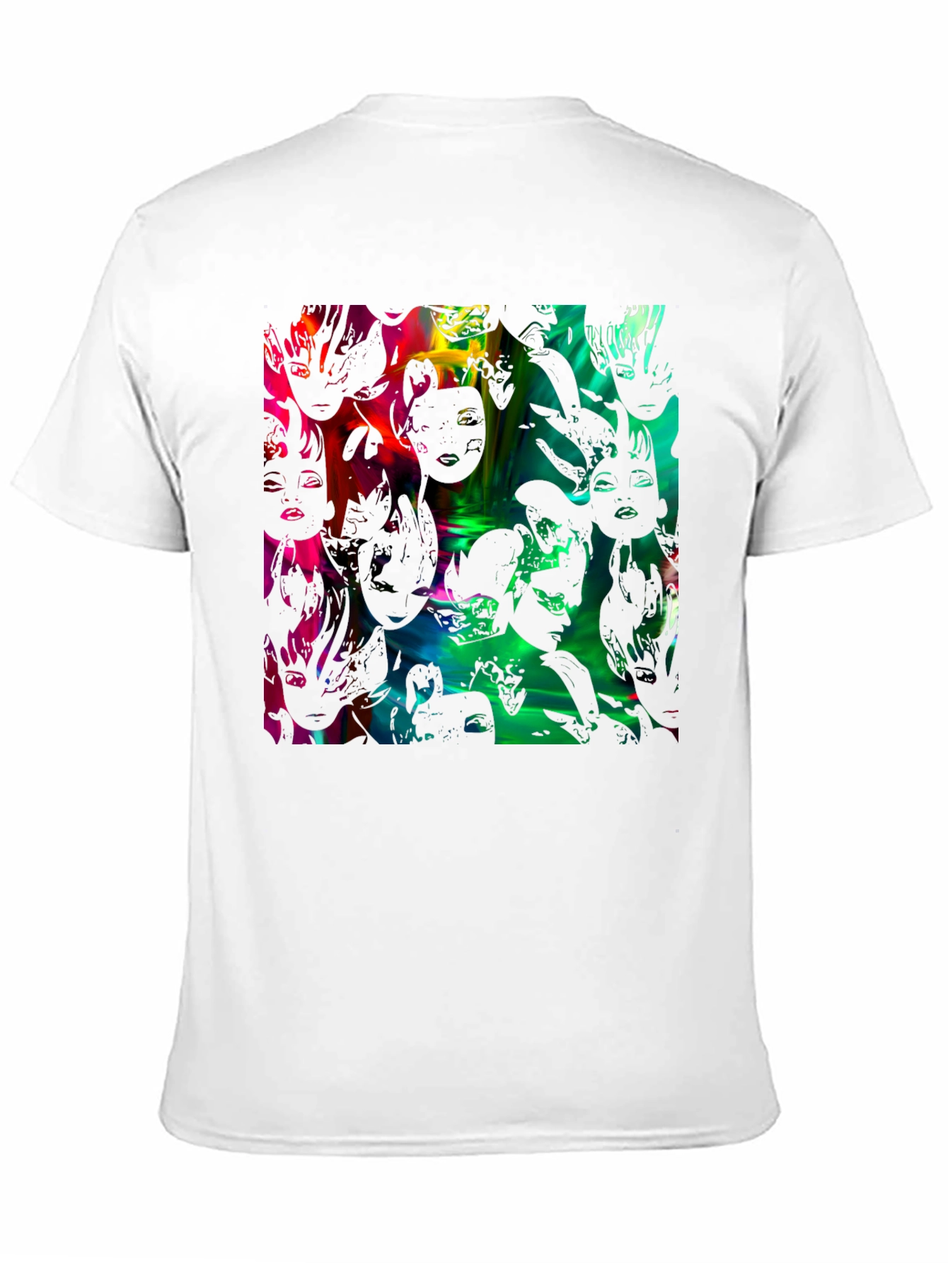 Abstract Faces Graphic Black Tee