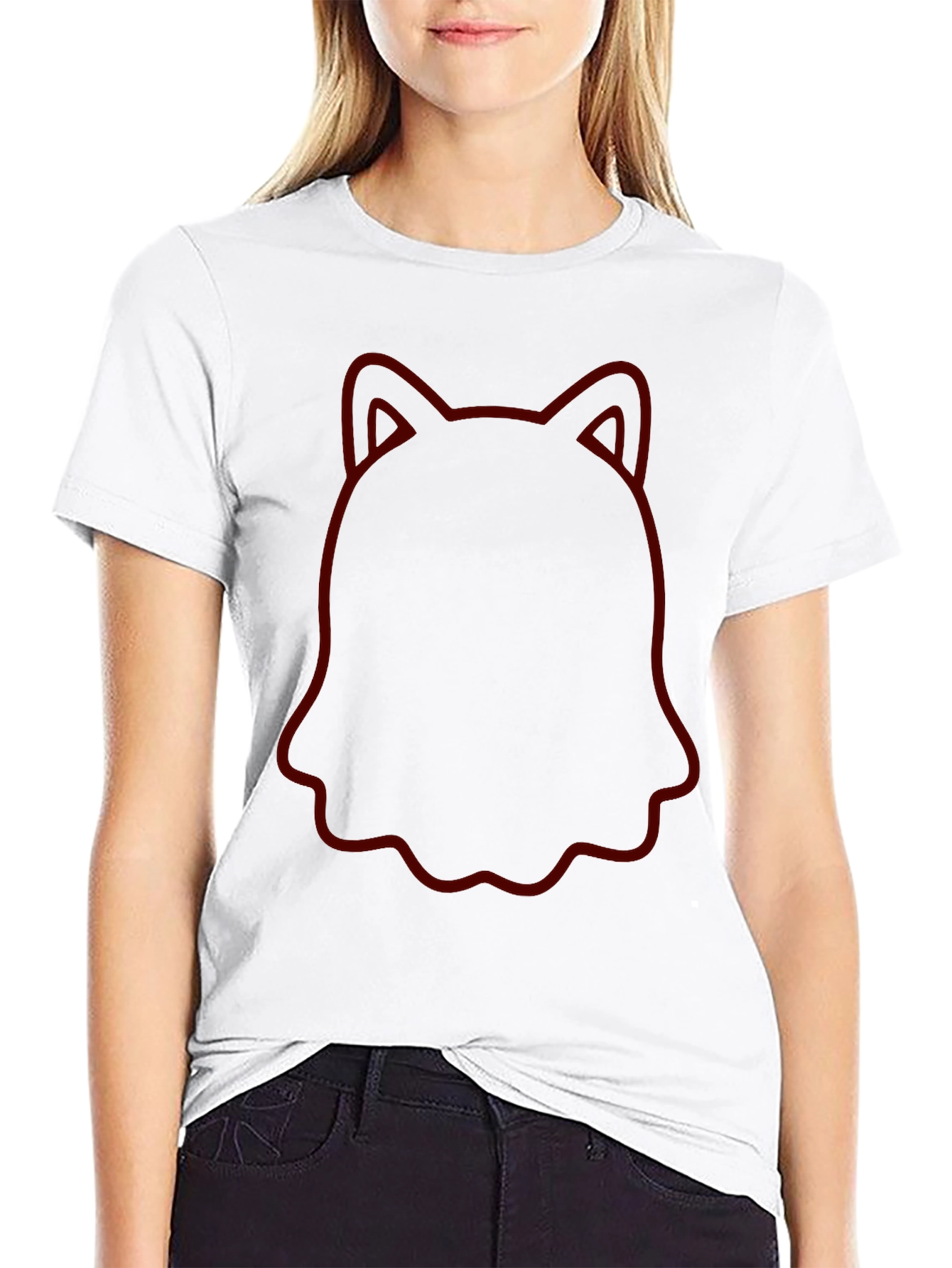 Unique Cat Outline Black T-Shirt