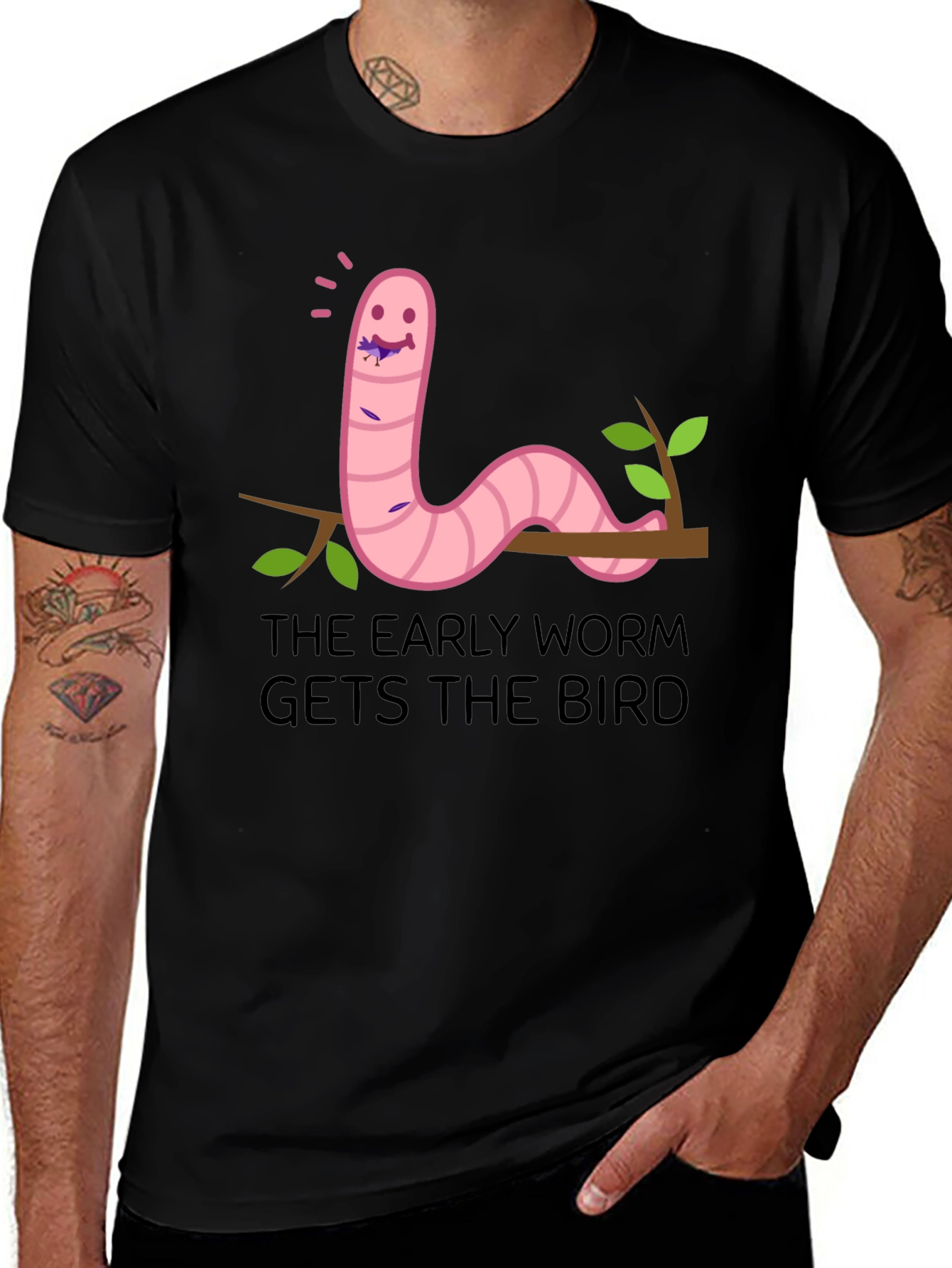 Early Worm T-Shirt - Funny Cartoon Graphic Tee