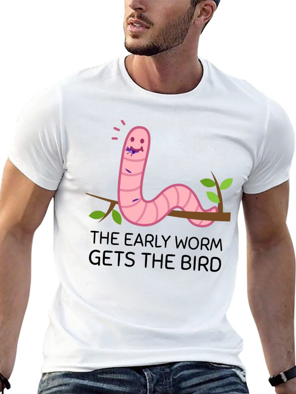 Early Worm T-Shirt - Funny Cartoon Graphic Tee