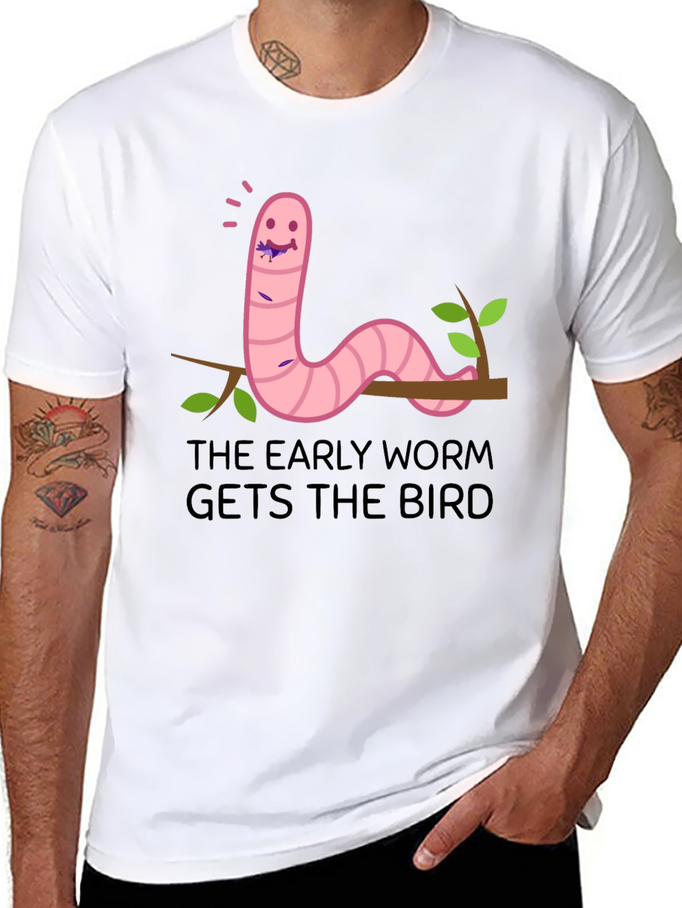 Early Worm T-Shirt - Funny Cartoon Graphic Tee