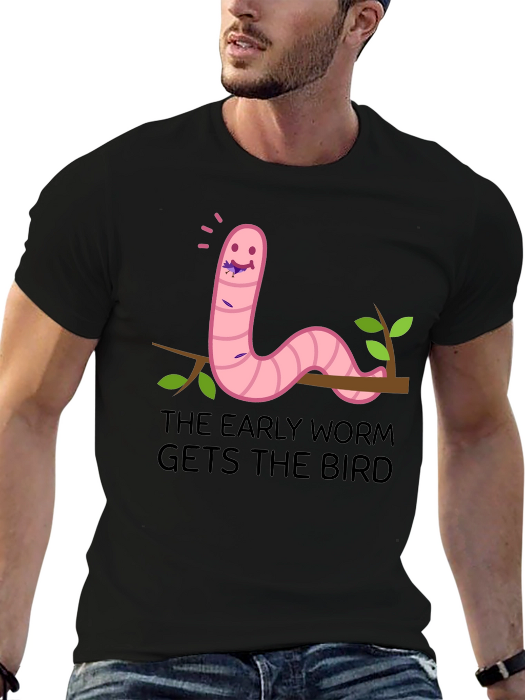 Early Worm T-Shirt - Funny Cartoon Graphic Tee