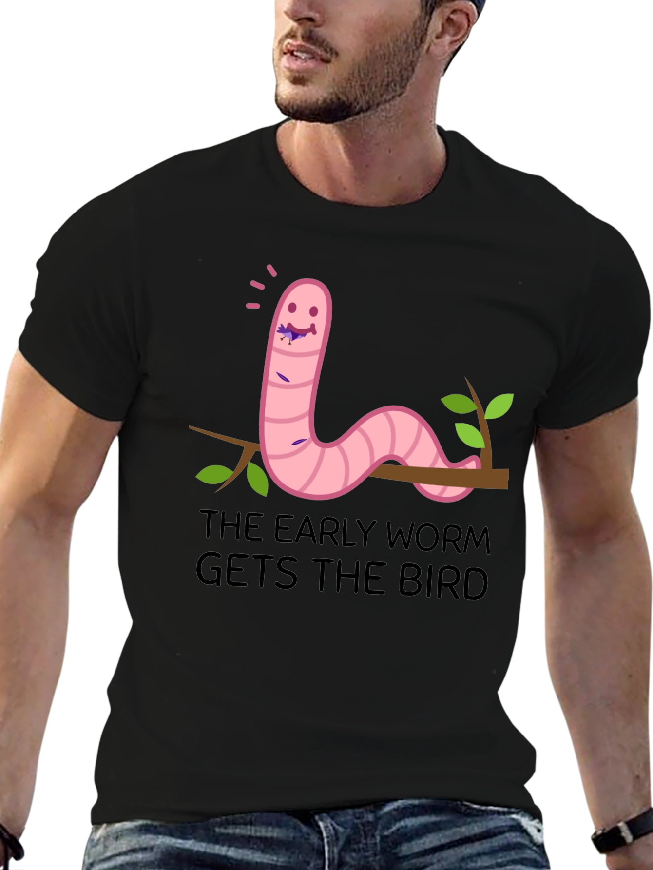 Early Worm T-Shirt - Funny Cartoon Graphic Tee