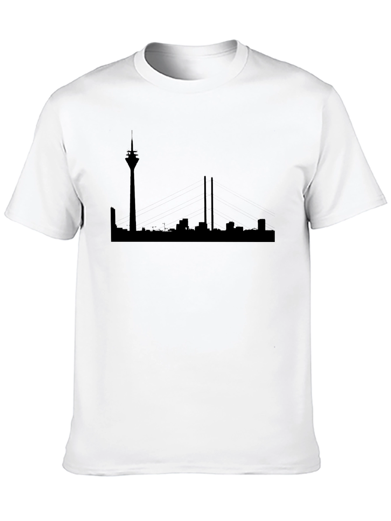 Dusseldorf Skyline T-Shirt - Black Silhouette Design
