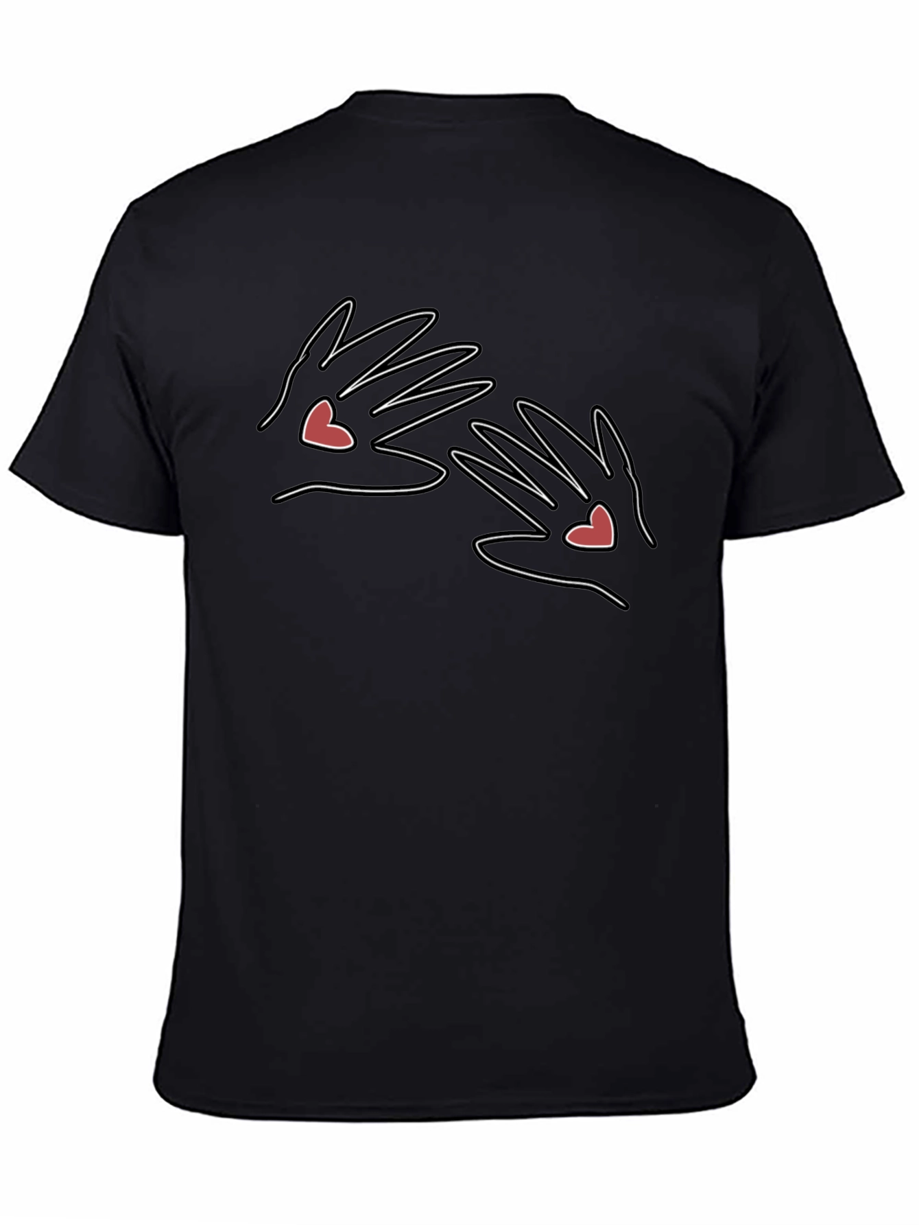 Heart Hands Graphic Tee - Black Cotton Comfort