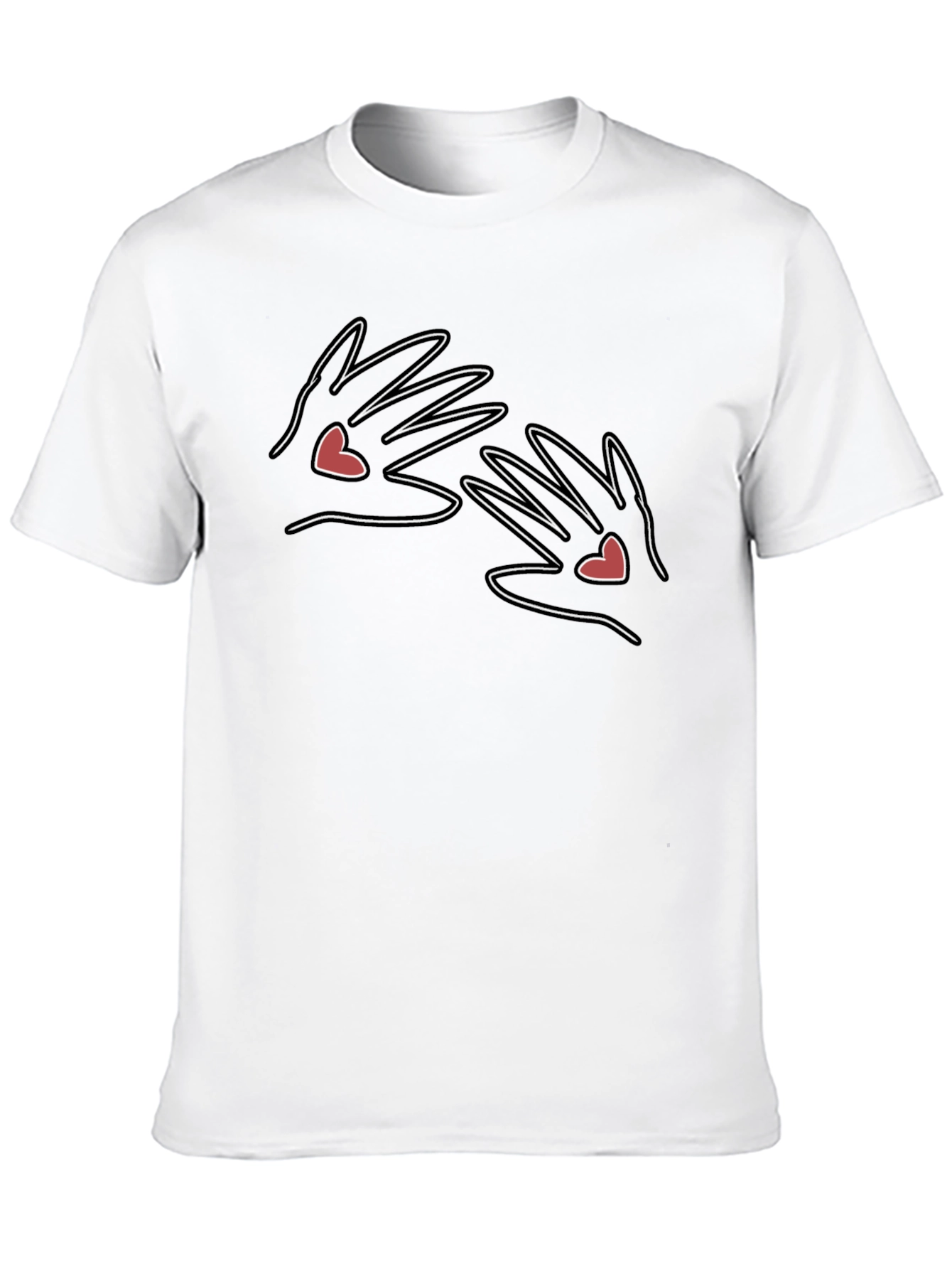 Heart Hands Graphic Tee - Black Cotton Comfort