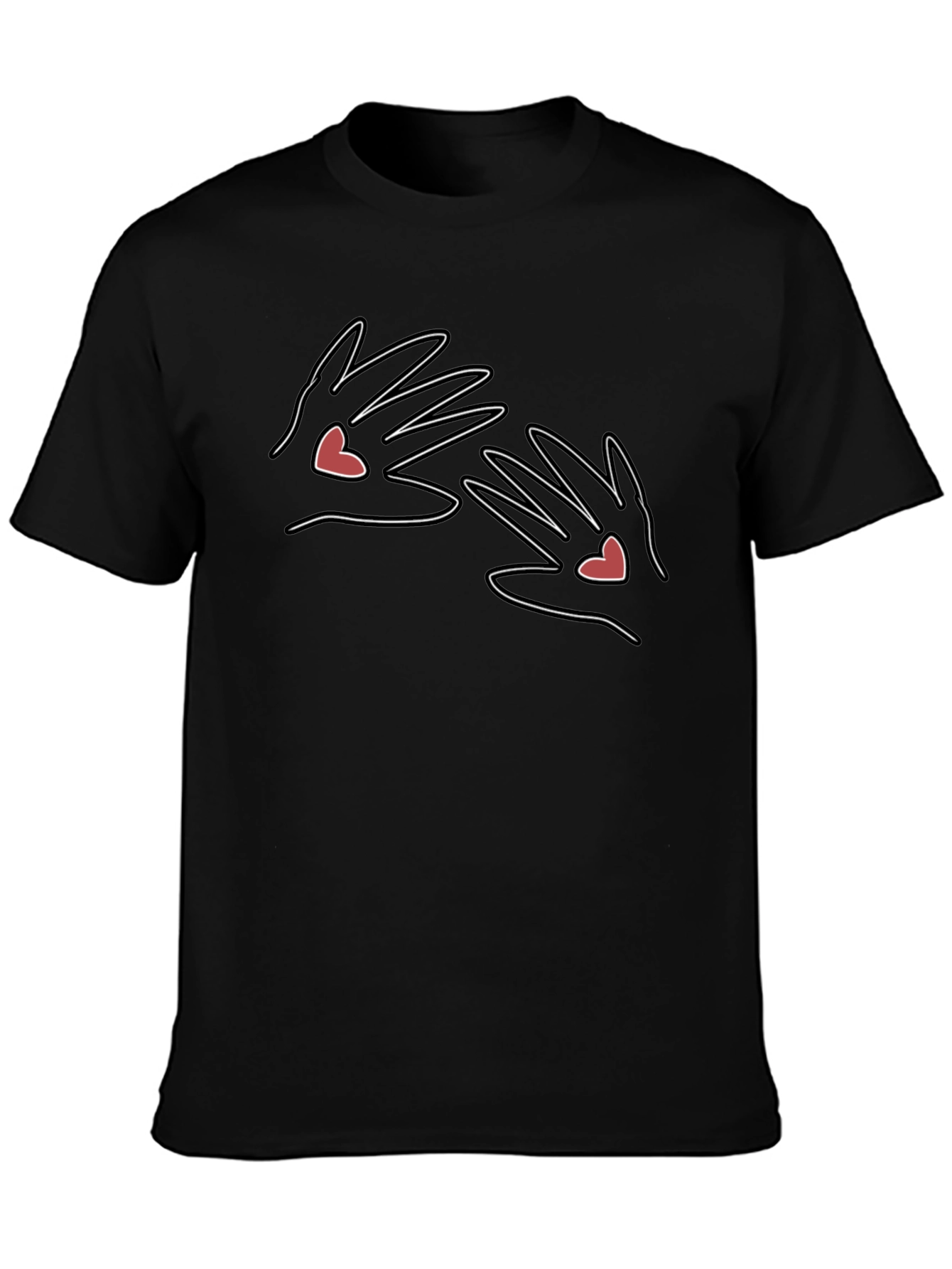 Heart Hands Graphic Tee - Black Cotton Comfort