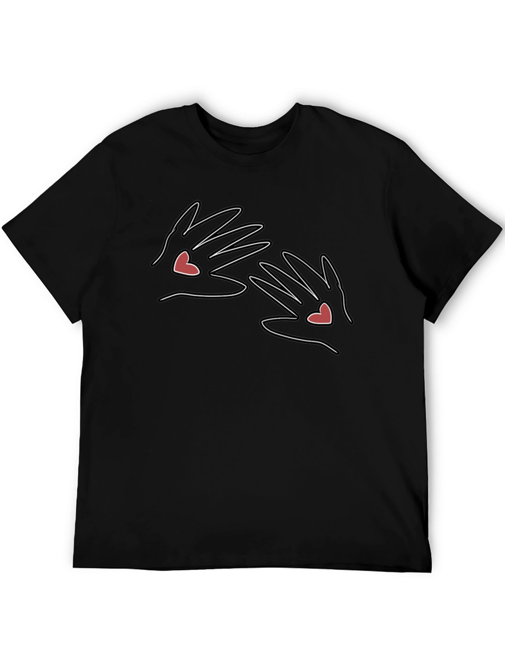 Heart Hands Graphic Tee - Black Cotton Comfort