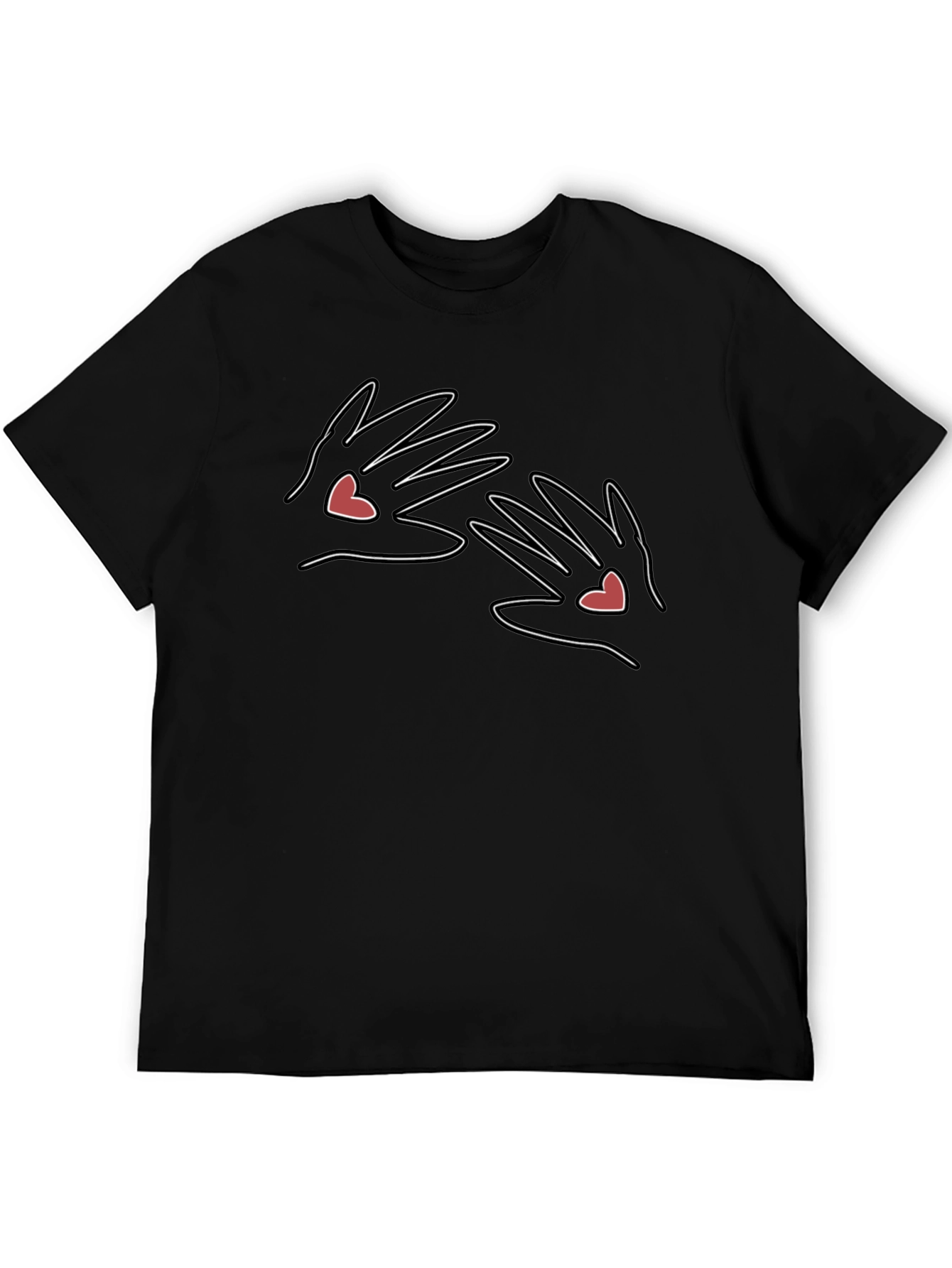 Heart Hands Graphic Tee - Black Cotton Comfort